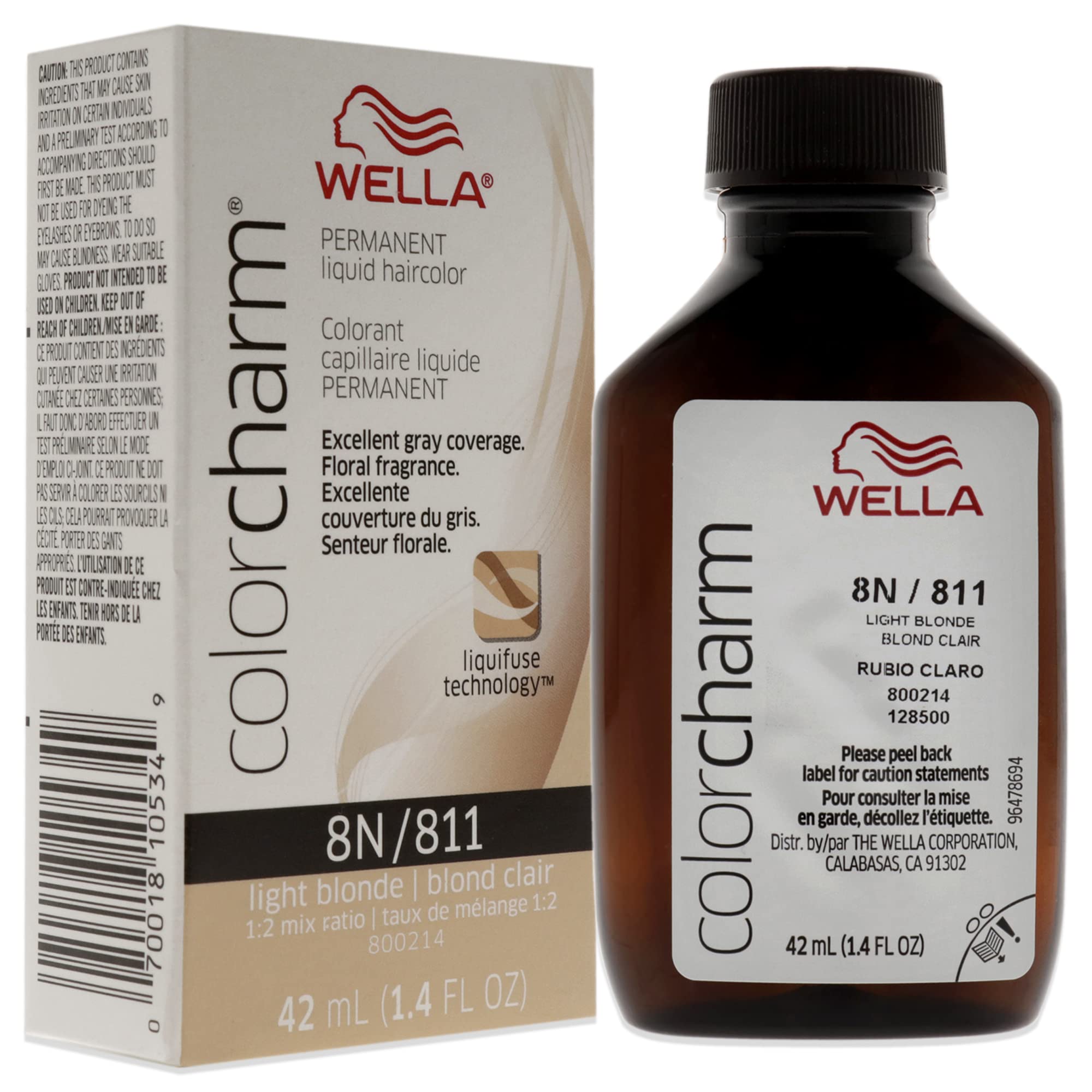 WELLA Color Charm Permanent Liquid Hair Color for Gray Coverage, 8N Light Blonde