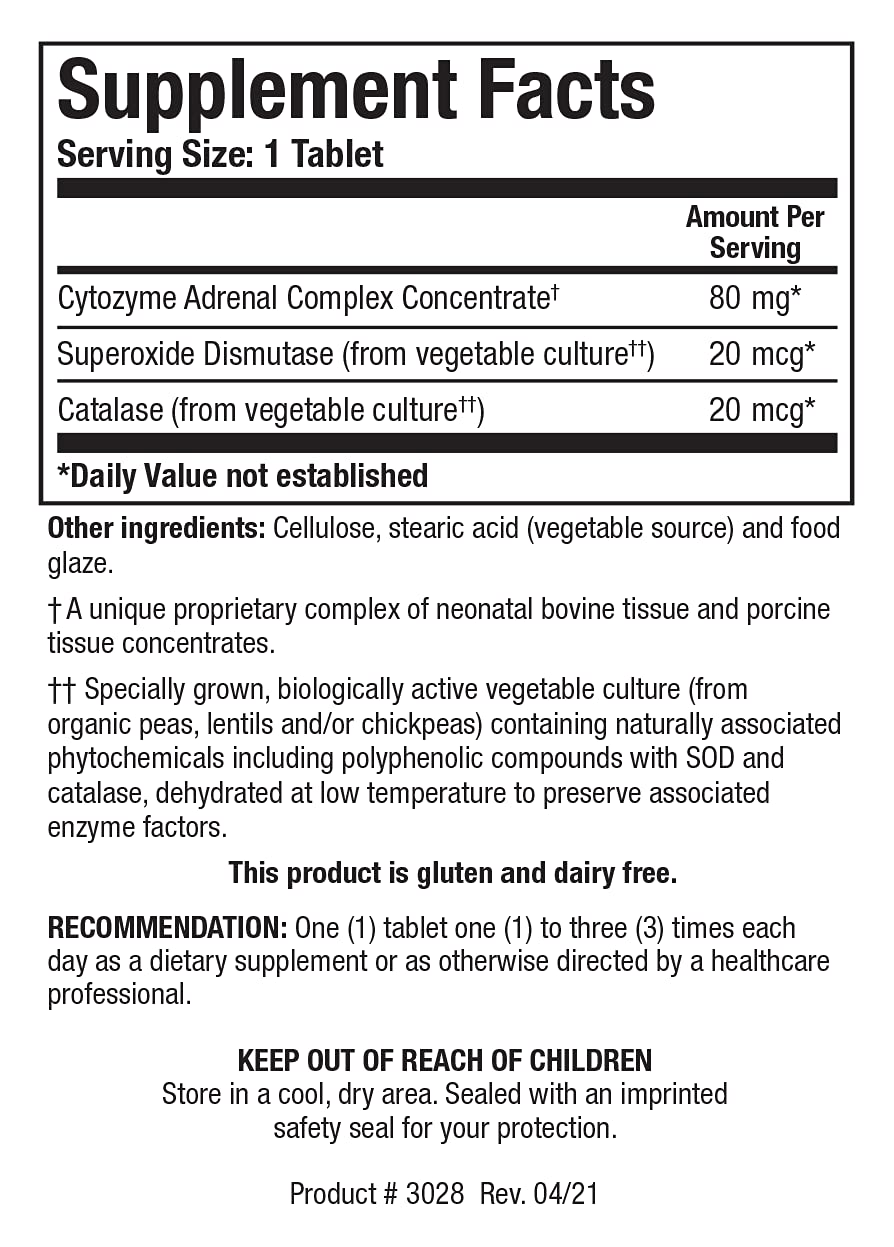 Biotics Research Cytozyme-AD™ Adrenal Support Supplement for Women & Men– Supports Healthy Adrenal Function, Normal Energy Levels & Overall Wellbeing & Promotes Calm – 180 Tablets