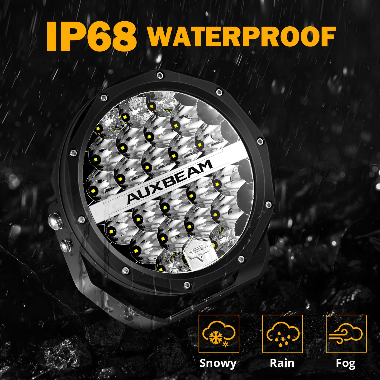 Auxbeam Round LED Offroad Lights, 7 Inch 240W Spot Driving Light Pods with DRL 24000LM Super Bright Off Road Ditch Work Light Bar with DT Wiring Harness for Wrangler Ford Chevy Truck SUV