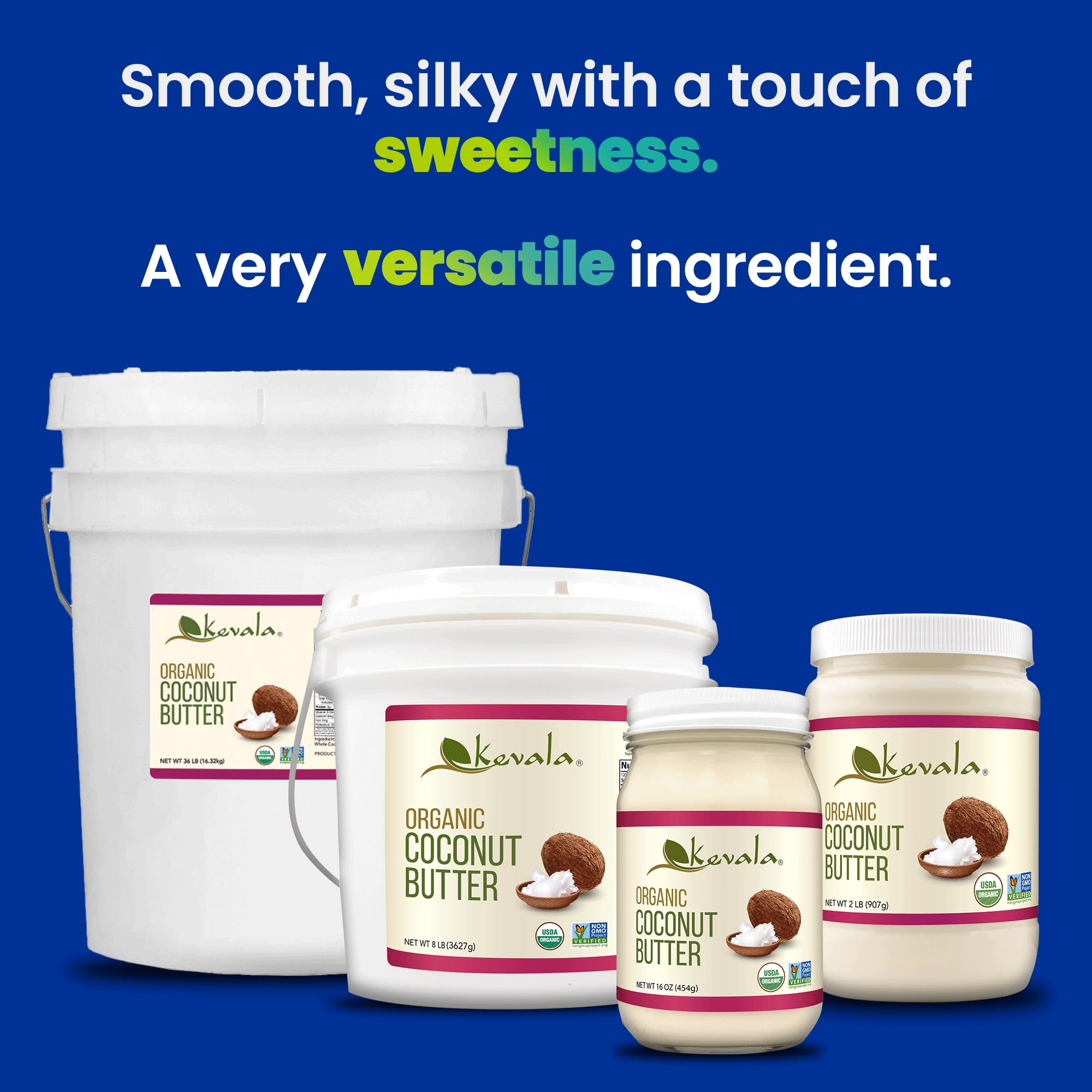Kevala Organic Coconut Butter – 16 oz – 454g – Coconut Butter Organic Raw – Coconut Butter for Eating - Raw Coconut Butter – Cooking – Coconut Butter Organic
