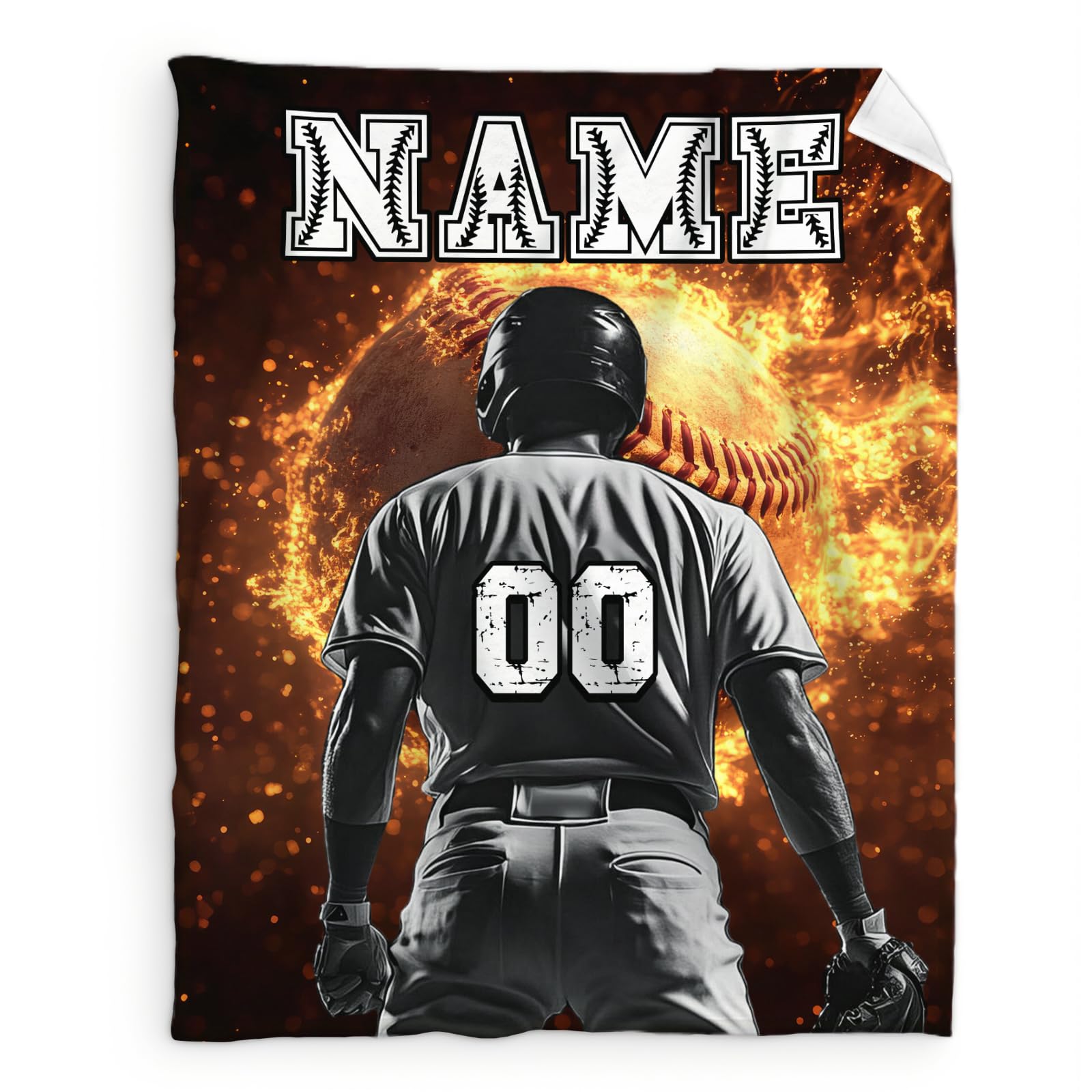 Custom with Name Kids Blankets - 50x40 Inches Small Baseball Themed Gifts for Teens, Boys 8-12, Sports Soft, Cozy & Warm Blanket for Couch, Sofa - Baseball Stuff Gifts for Team Players