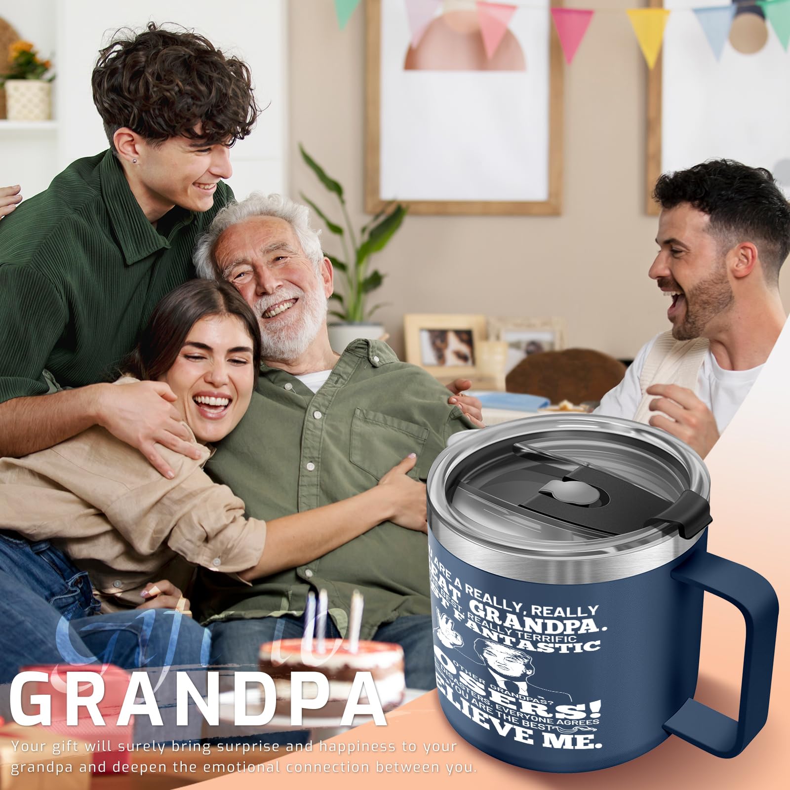 Nurforta Gifts for Grandpa Funny Mug - Grandpa Gifts - Grandpa Birthday Gifts - Father's Day Gifts for Grandpa from Granddaughter Grandson - Christmas Gifts for Grandpa 16 Oz Cool Mug Cup Dark Blue