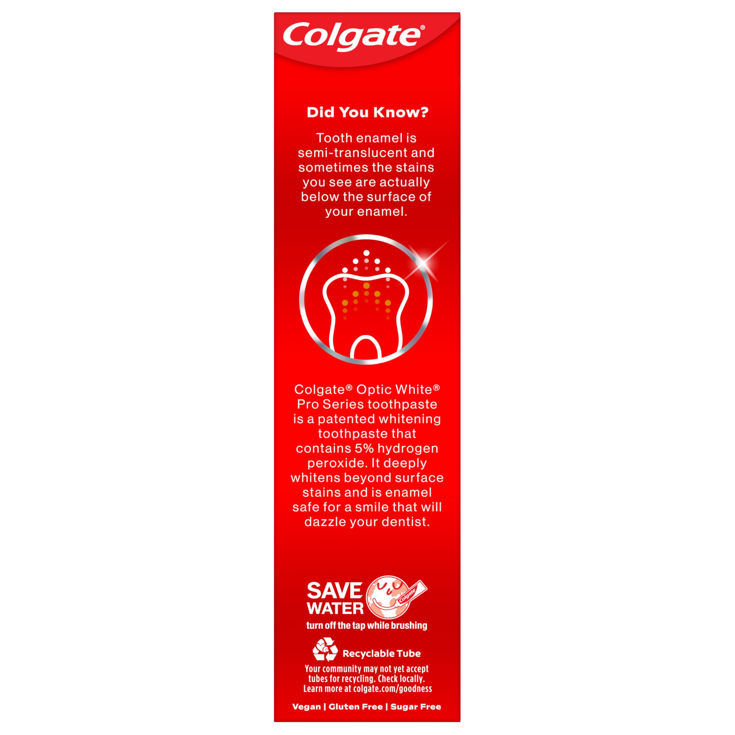 Colgate Optic White Pro Series Whitening Toothpaste with 5% Hydrogen Peroxide, Vividly Fresh, 3 Oz Tube