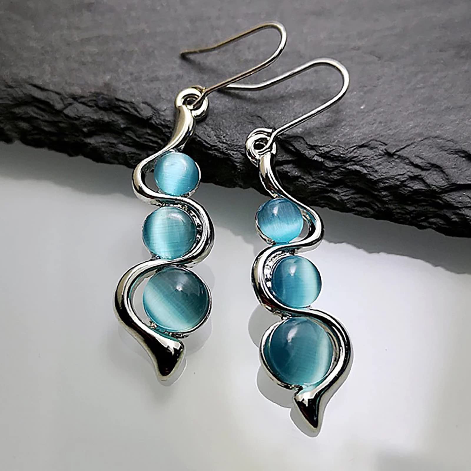 spring+sale+2025 haul store Trendy Cat Eye Gemstone Drop Earrings Free Hypoallergenic Dangle Earrings Stylish Valentines Day Birthday Gifts for Women cheapest+thing+on+amazon