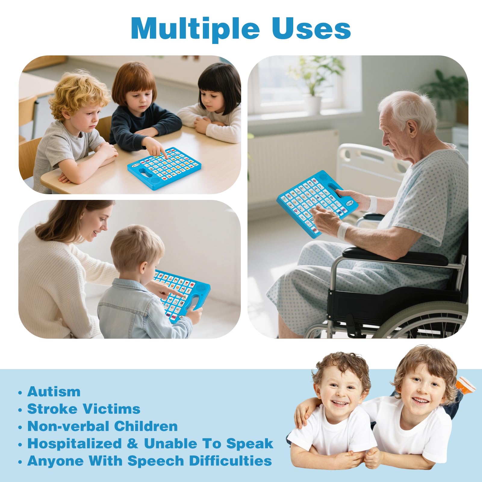 Joyreal AAC Device for Autism, Non Verbal Communication Tools for Speech Therapy & Stroke Rehab. Communication Tablet, Autism Talking Aids with 8 Programmable Buttons & Adjustable Volume