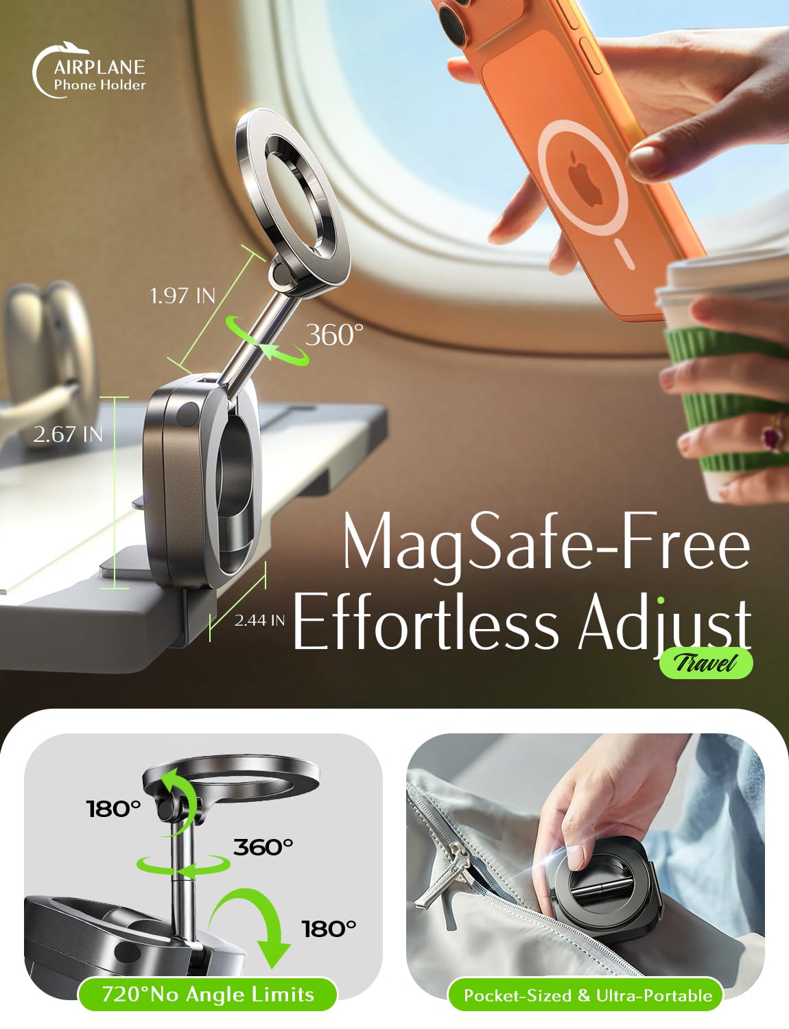 LISEN Travel Gifts for Tech Lovers Women Airplane Gadgets Travel Essentials Phone Holder MagSafe Accessories Christmas for Gifts Dad Mom Long Flight Europe Vacation Essentials Cruise Essentials
