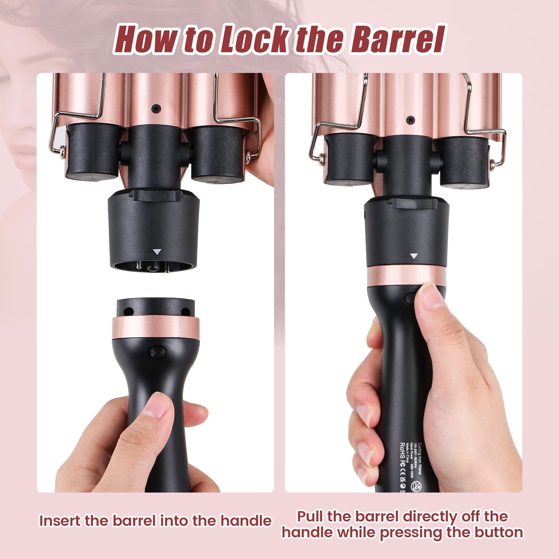 Sixriver 3 Barrel Curling Iron Wand, Fast Heating Hair Crimper Hair Waver, Triple Barrel Hair Iron with 2-LED Temp Control Auto Shut-Off, Wave Iron for Beachy Waves Mermaid Waver, Mother's Day Gift