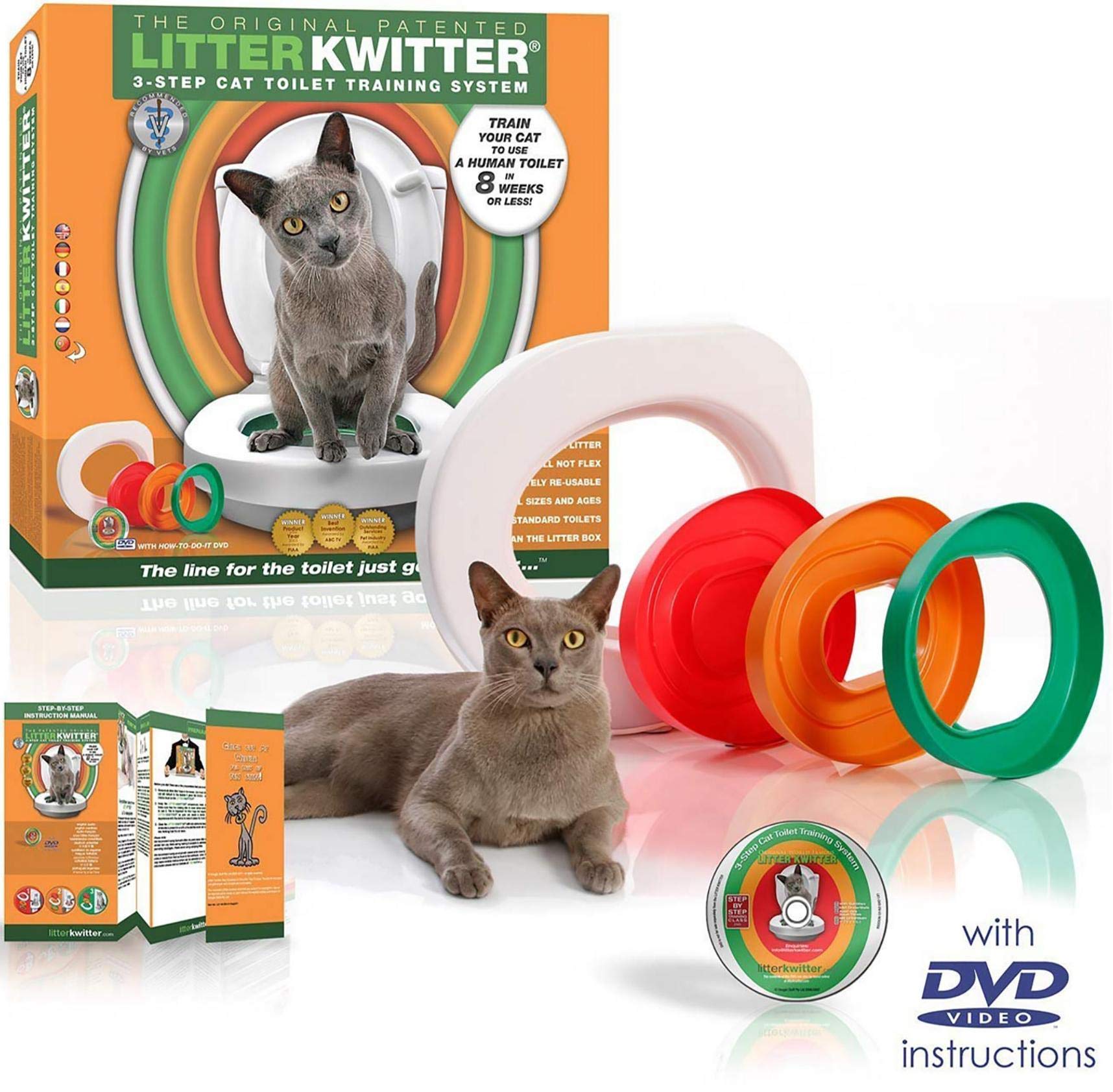 Cat Toilet Training System By Litter Kwitter - Teach Your Cat to Use the Toilet - With Instructional DVD