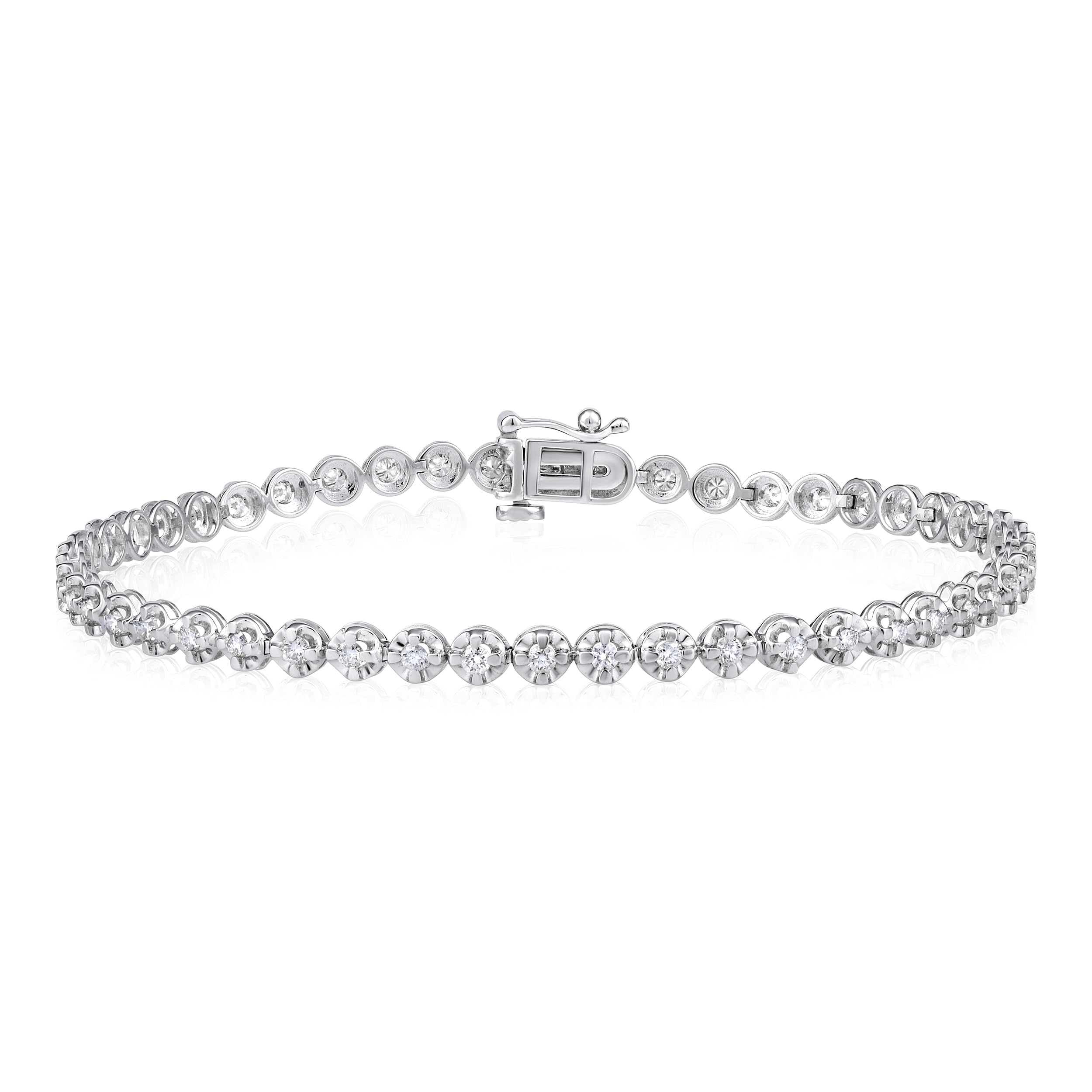 Beverly Hills Jewelers 3 Carat Lab Grown Diamond Tennis Bracelet for Women - 14k White Gold Bracelet for Her (D-E, VS1-VS2, 3.00 cttw) 7 Inches Long with Box With Tongue and Safety