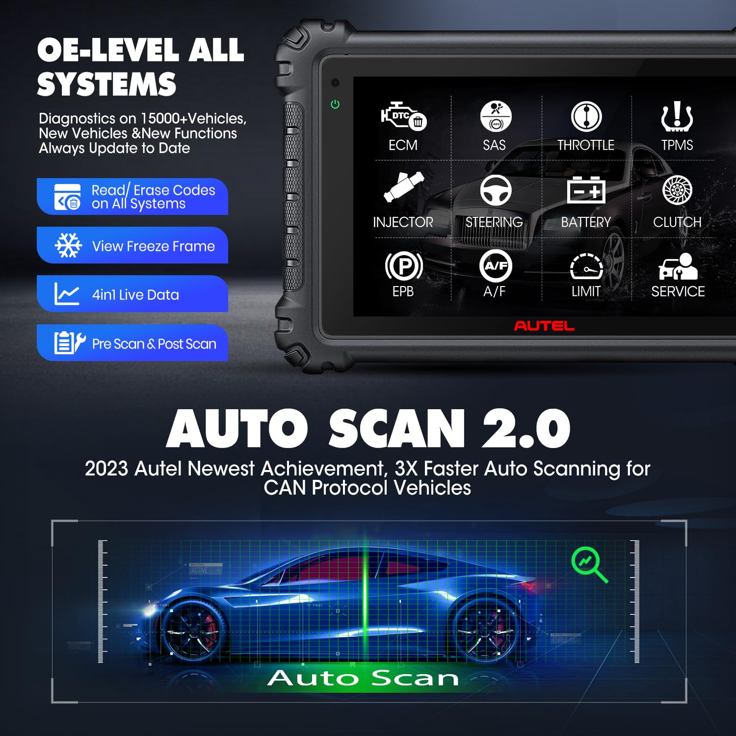 Autel MaxiSys MS906 PRO Scanner, 2024 5X Faster MS906Pro Advanced ECU Coding Upgrade of MS906BT MK908, DoIP & CAN FD, 36+ Service, 3000+ Active Tests, Auto Scan 2.0, 4G/128G, FCA Autoauth