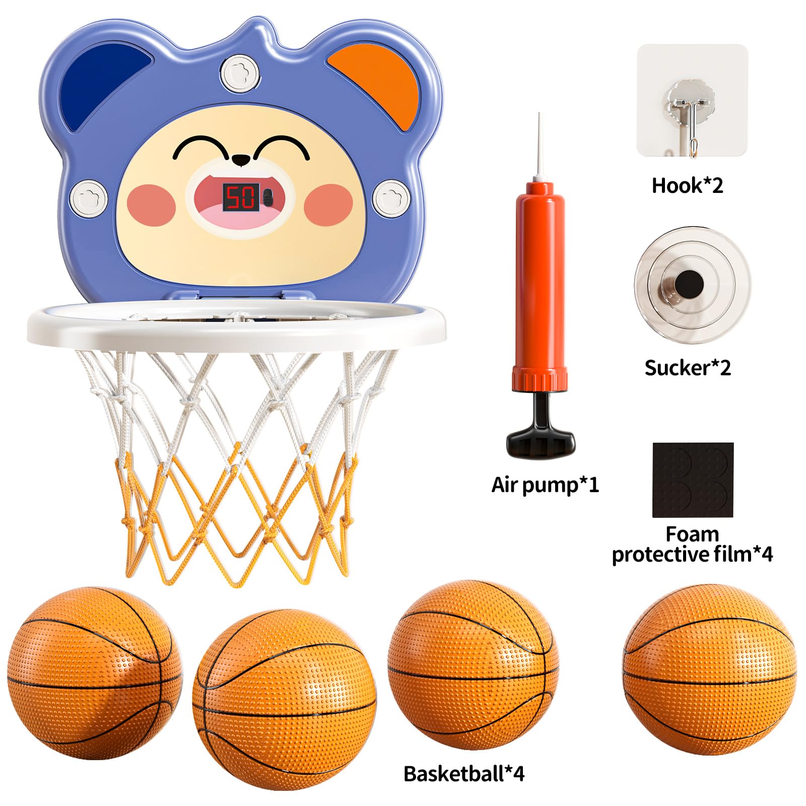 TEMI Indoor Mini Basketball Hoop for Toddlers Kids Boys Age 2 3 4 5 6, Toddlers Basketball Hoop with 4 Balls & Electronic Scoreboard, Toddler Boys Toys, Christmas Birthday Toys Gifts for Boys 3 4 5 6