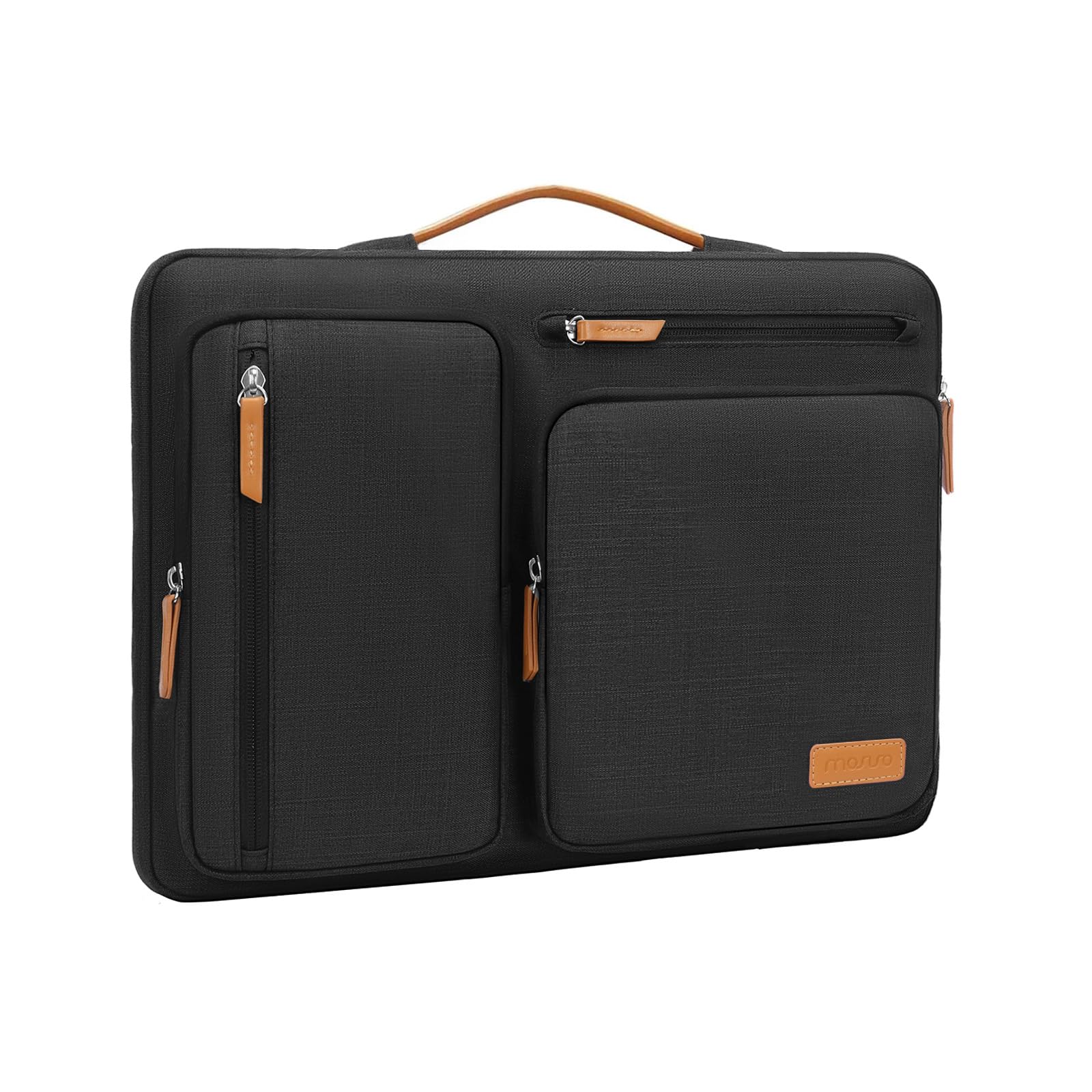 MOSISO 360 Protective Laptop Case 16 inch, 15-15.6 inch Laptop Sleeve Compatible with MacBook Pro 16, HP Acer Dell Lenovo ASUS, Side Open Carrying Case with 4 Zipper Pockets&Handle, Black