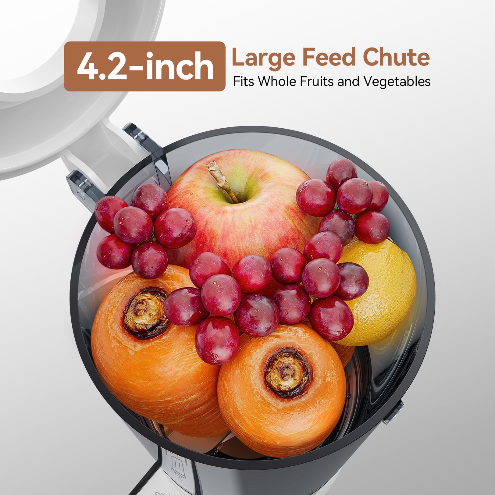 KITCHTREE Slow Cold Press Juicer Attachment for KitchenAid Stand Mixer, 4.2" Large Feed Chute Fit Whole Vegetables & Fruits, Masticating Juicer Attachment for KitchenAid, Easy to Clean