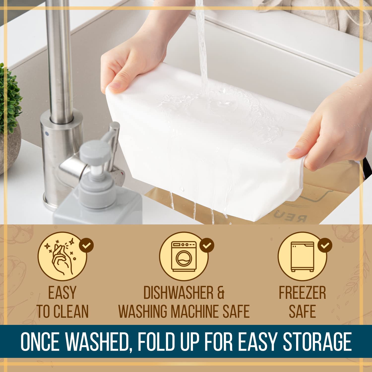 IMPRESA [3 Pack] Reusable Bread Bags - Double Seal Bread Freezer Bags to Lock in Freshness - Dishwasher & Washing Machine Safe - Homesteading Essentials