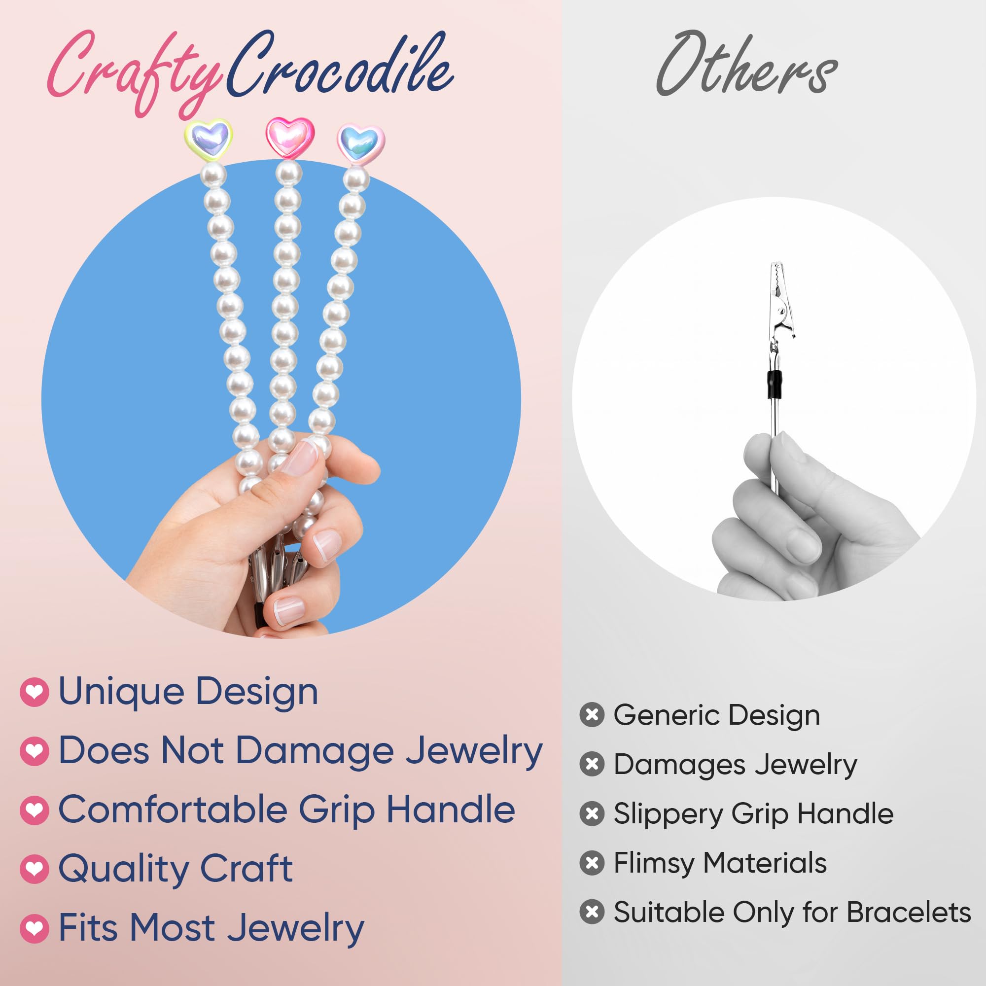 CraftyCrocodile Bracelet Helper Tool with Heart - Fastener Helper Tool for Bracelet, Necklace, Jewelry, Watch - Clip, Clasp Helper - Easy to Put on Yourself, Portable - Yellow with Purple