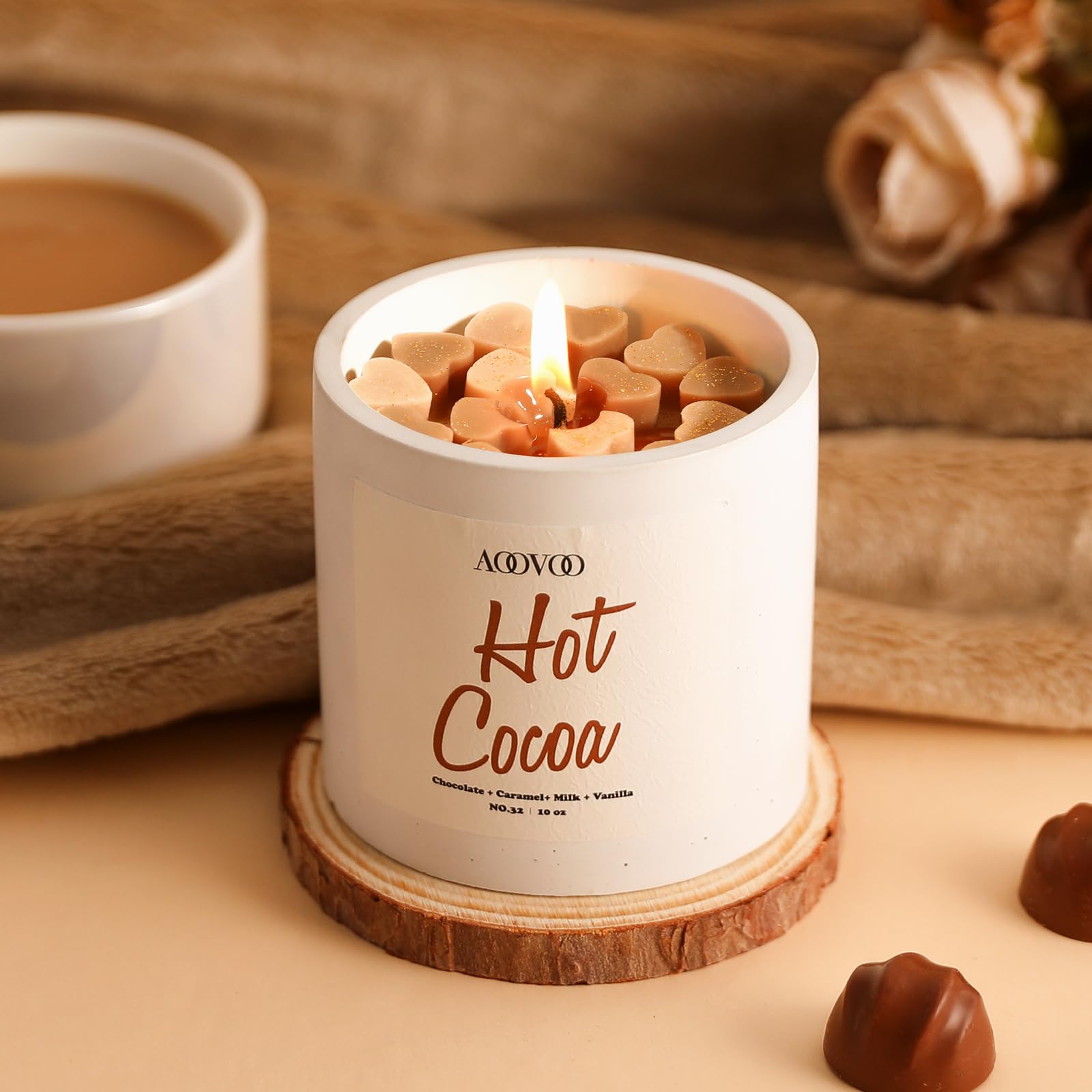 Hot Coco Candle - Winter Candles, Christmas Candle, Scented Candles, Soy Candles for Home, 10 oz Seasonal Handmade Candle