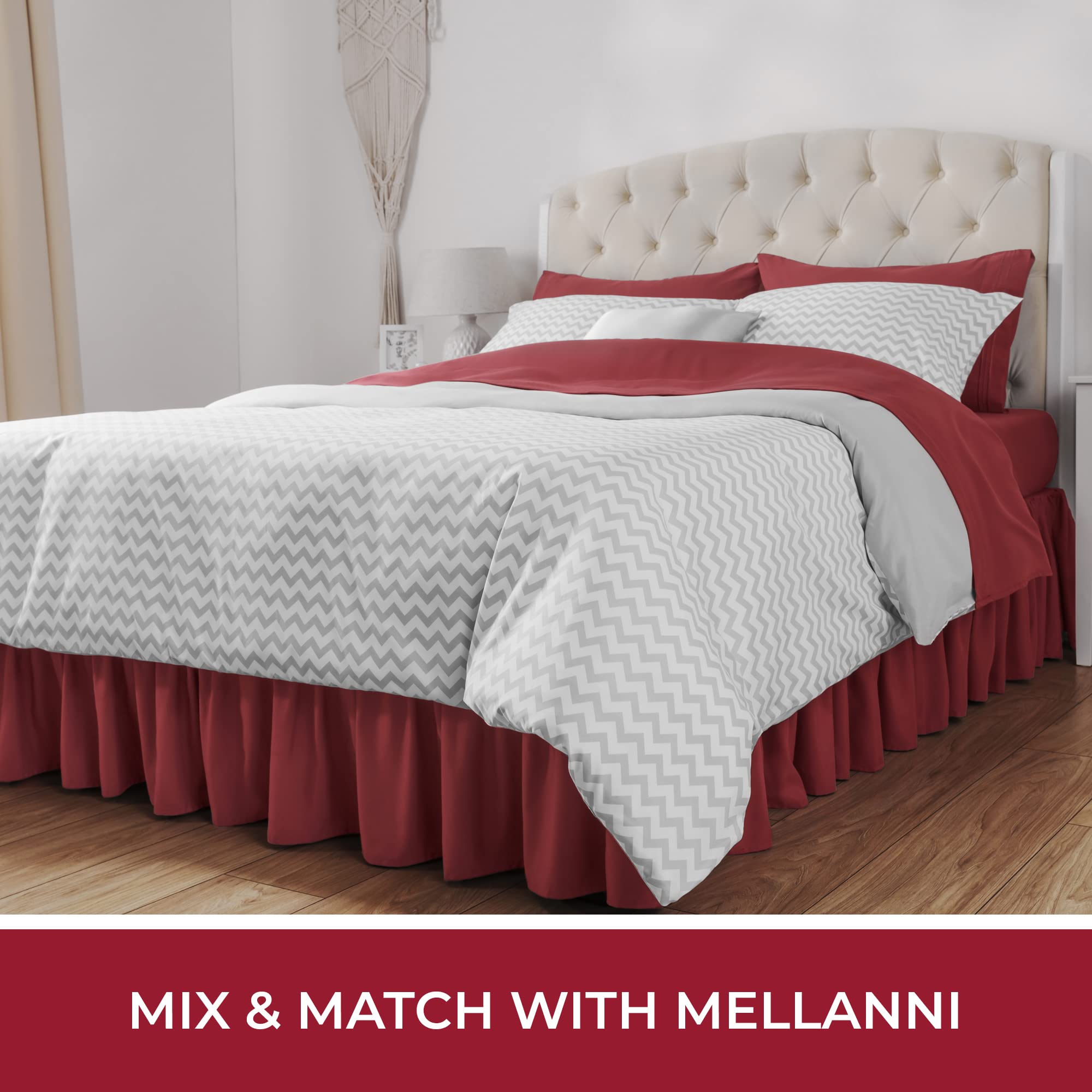 Mellanni Bed Skirt Twin XL Size - Bed Skirting - 15-Inch Tailored Drop Pleated Dust Ruffle - Hotel Luxury Bedding - Wrinkle, Fade, Stain Resistant - 1 Bedskirt (Twin XL, Brick Red)