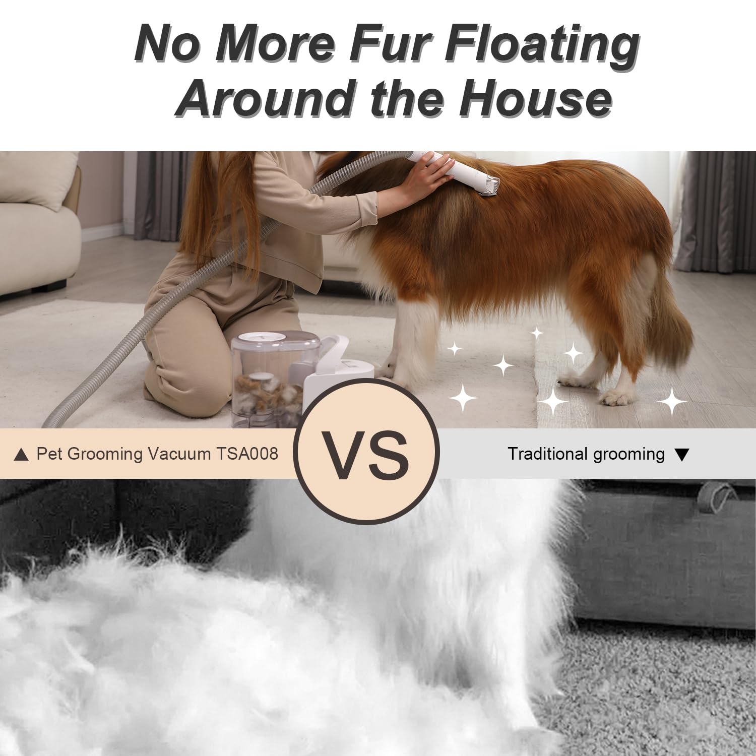 whall Pet Grooming Vacuum for 99% Hair, Low Noise Dog Vacuum Groomer with 2.3L Dust Cup, Gray