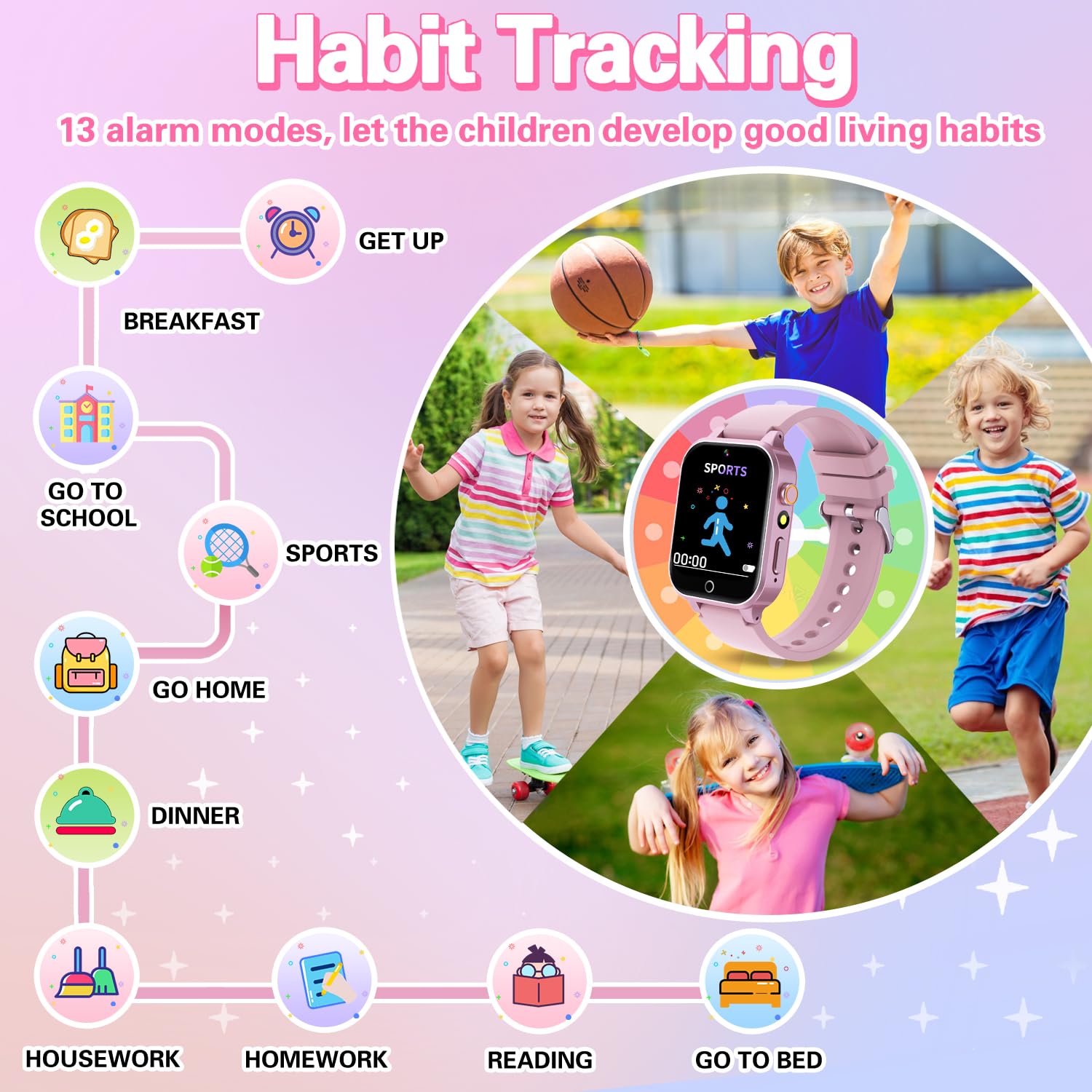 Kids Smart Watch Girls Gift for Girls Aged 6-12, HD TouchScreen Kids Watch with 26 Games Video Camera Music Pedometer Audiostory Learn Card Educational Toys Birthday Gifts for Girls Ages 5 6 7 8 9