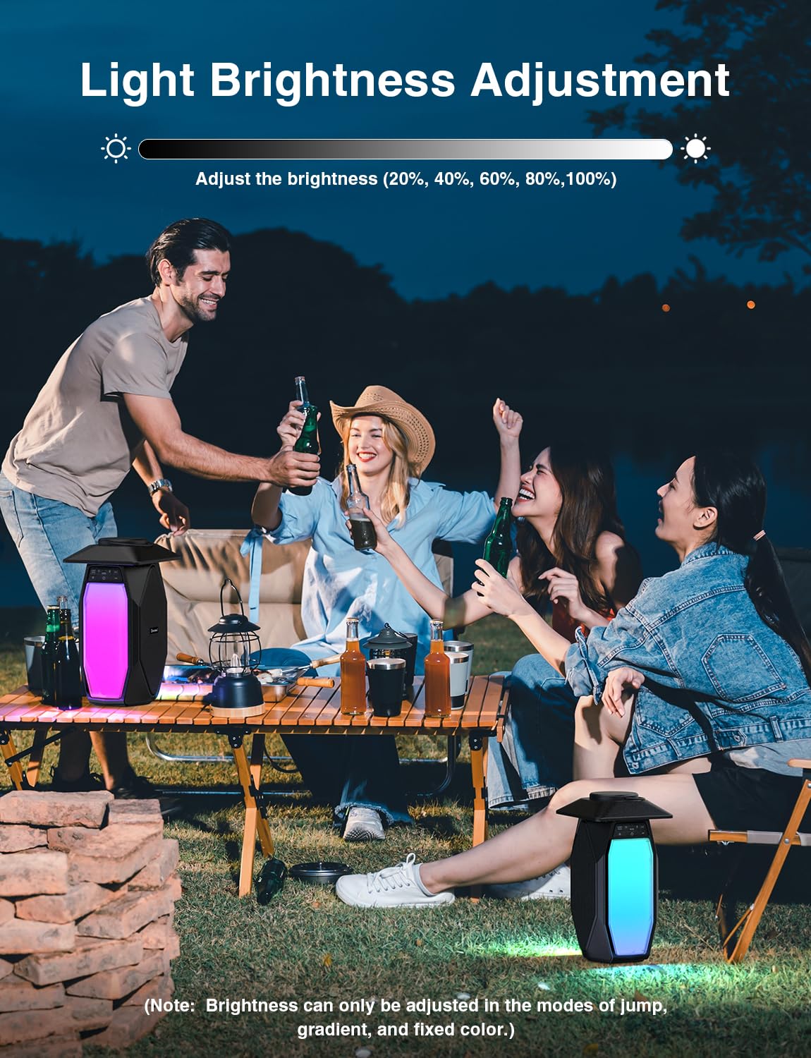 Onforu Outdoor Bluetooth Speakers Waterproof, True Wireless Stereo Lantern Speaker with RGB LED Lights, 2 Pack 50W Led Flame Speaker, Dual Pairing, 20H Playtime, Enhanced Bass for Patio Garden Decor