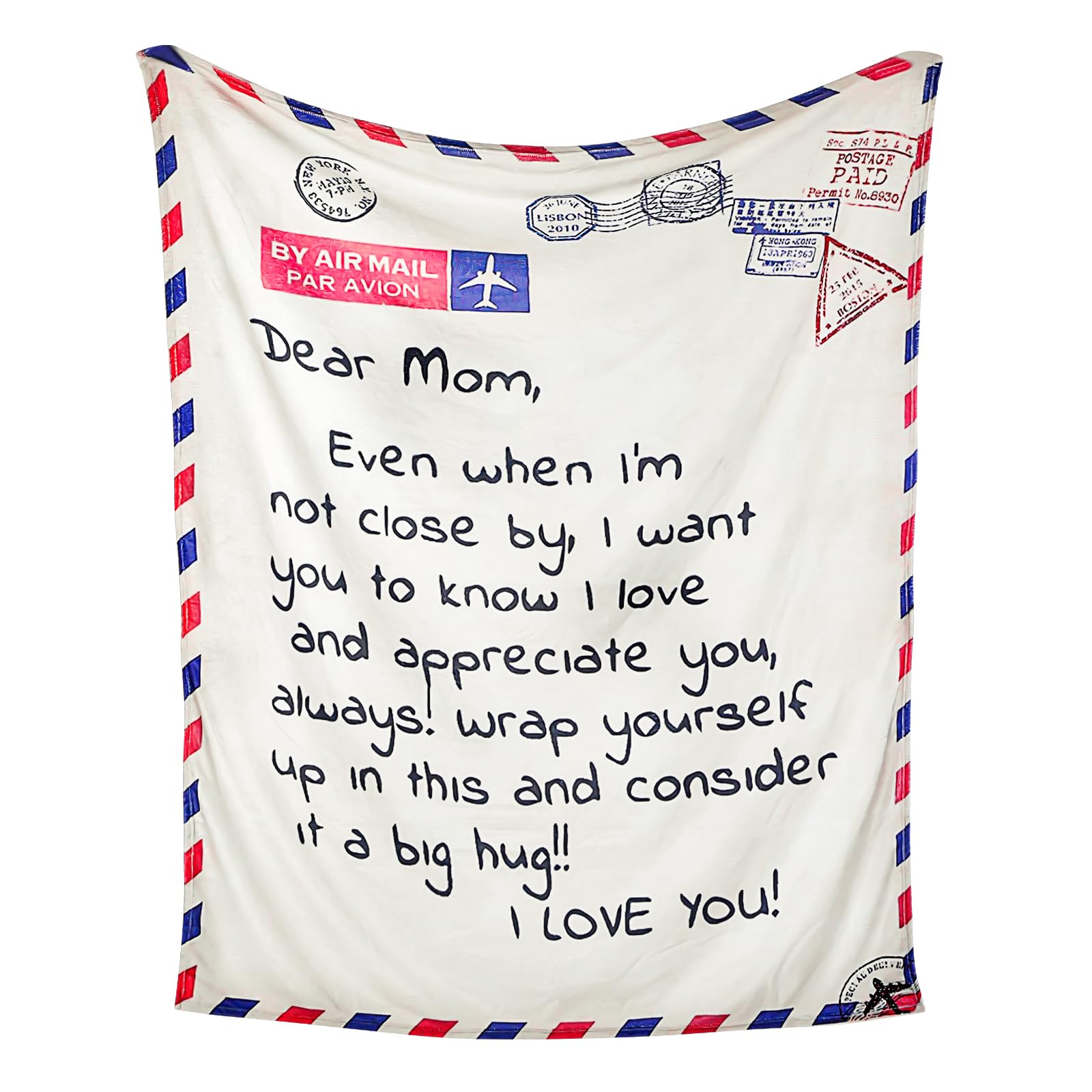 VETEBLE Best Gifts for Mom for Birthday, Mothers Day, Christmas, Super Soft, Warm & Comfy Dear Mom Throw Blanket Gift from Daughter Son, 70 x 55