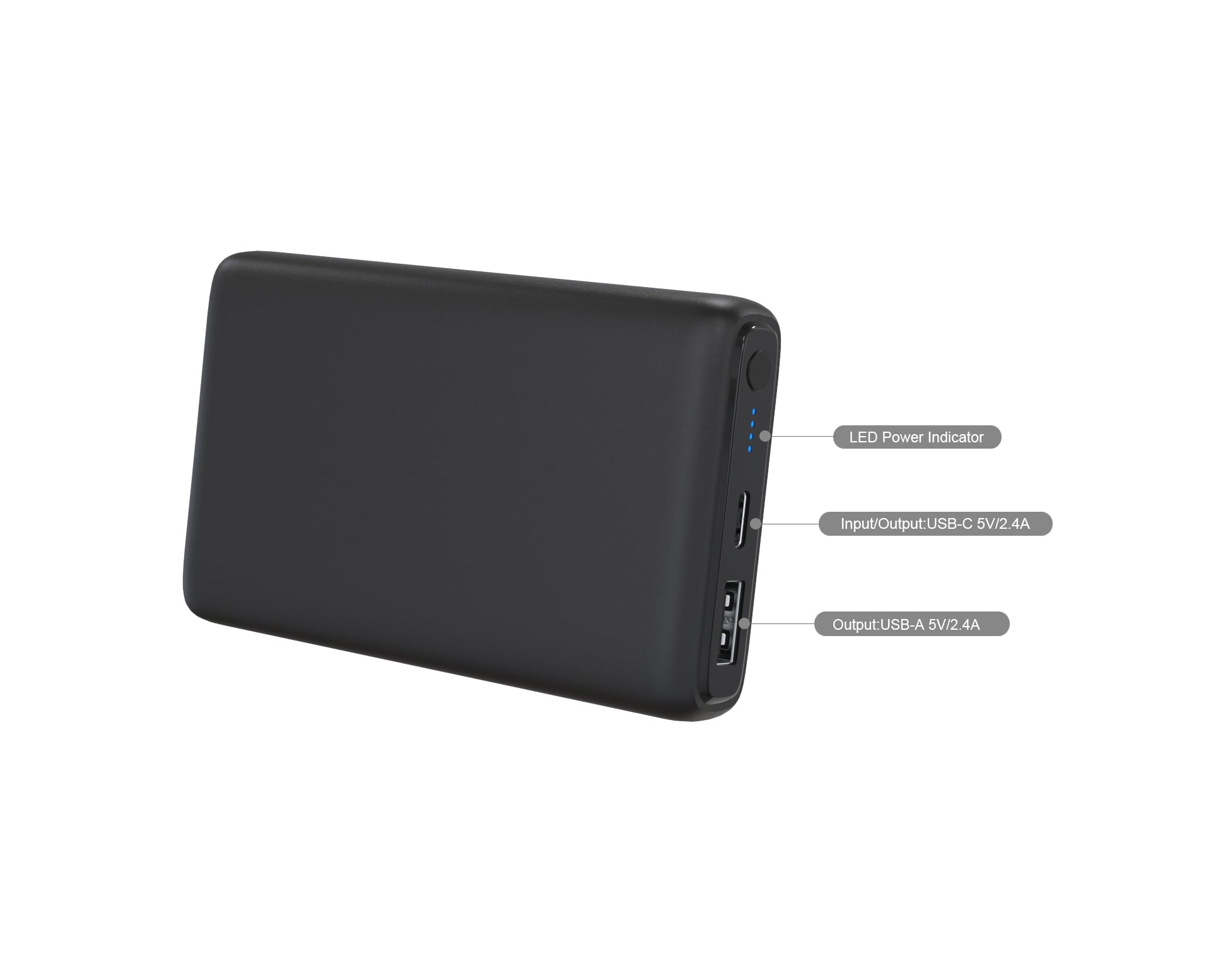 Onn 8,000 mAh dual USB-C/USB-A port portable battery, Black