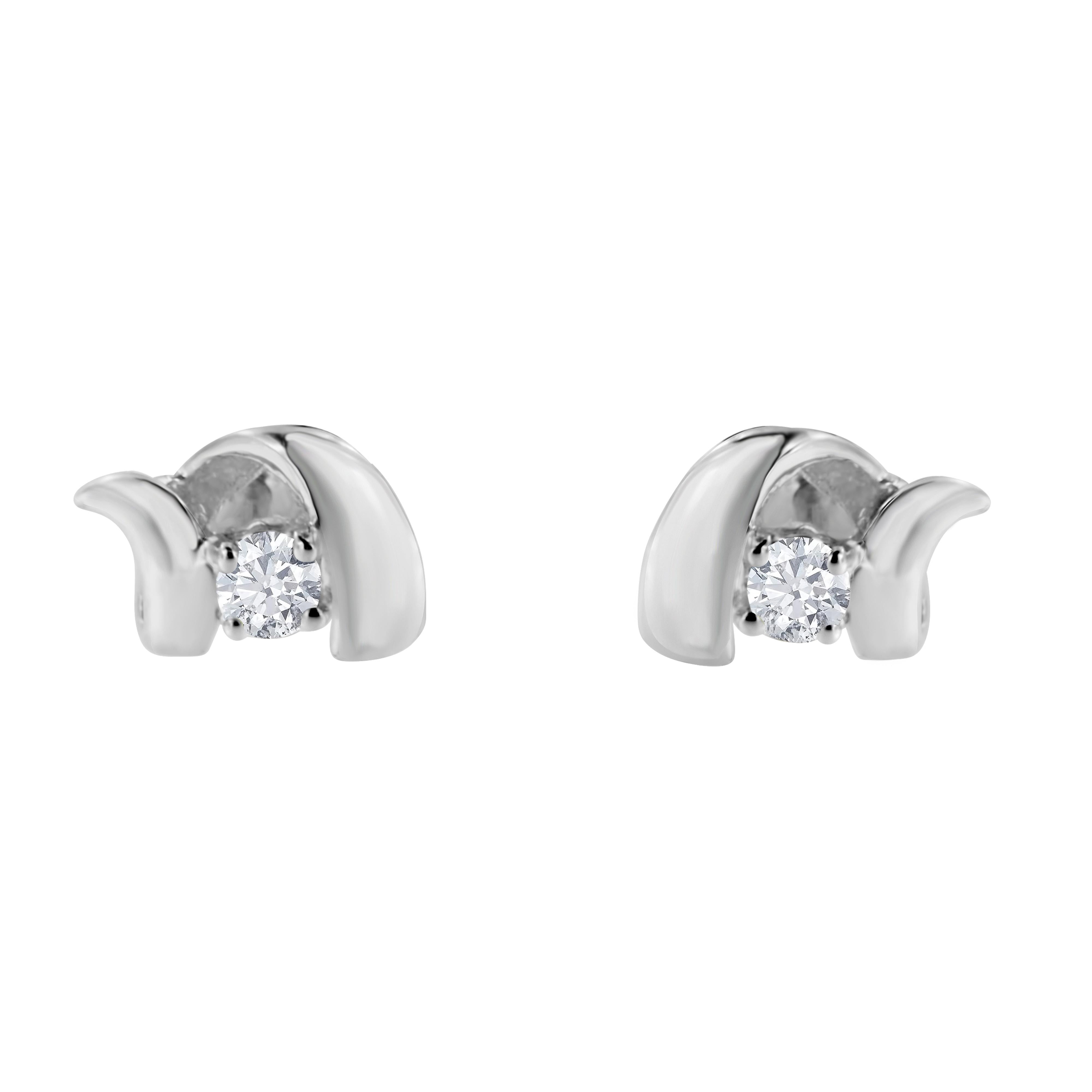 .925 Sterling Silver Round Cut Diamond Fashion Stud Earrings (0.10 cttw, I-J Color, I2-I3 Clarity)
