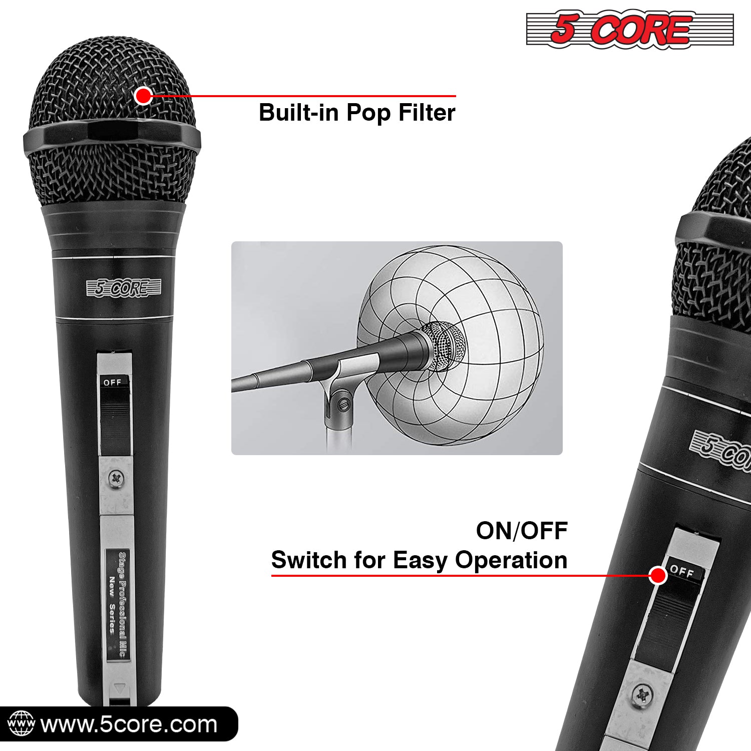 Premium Dynamic Microphone with 12ft Detachable XLR Cable PM 757