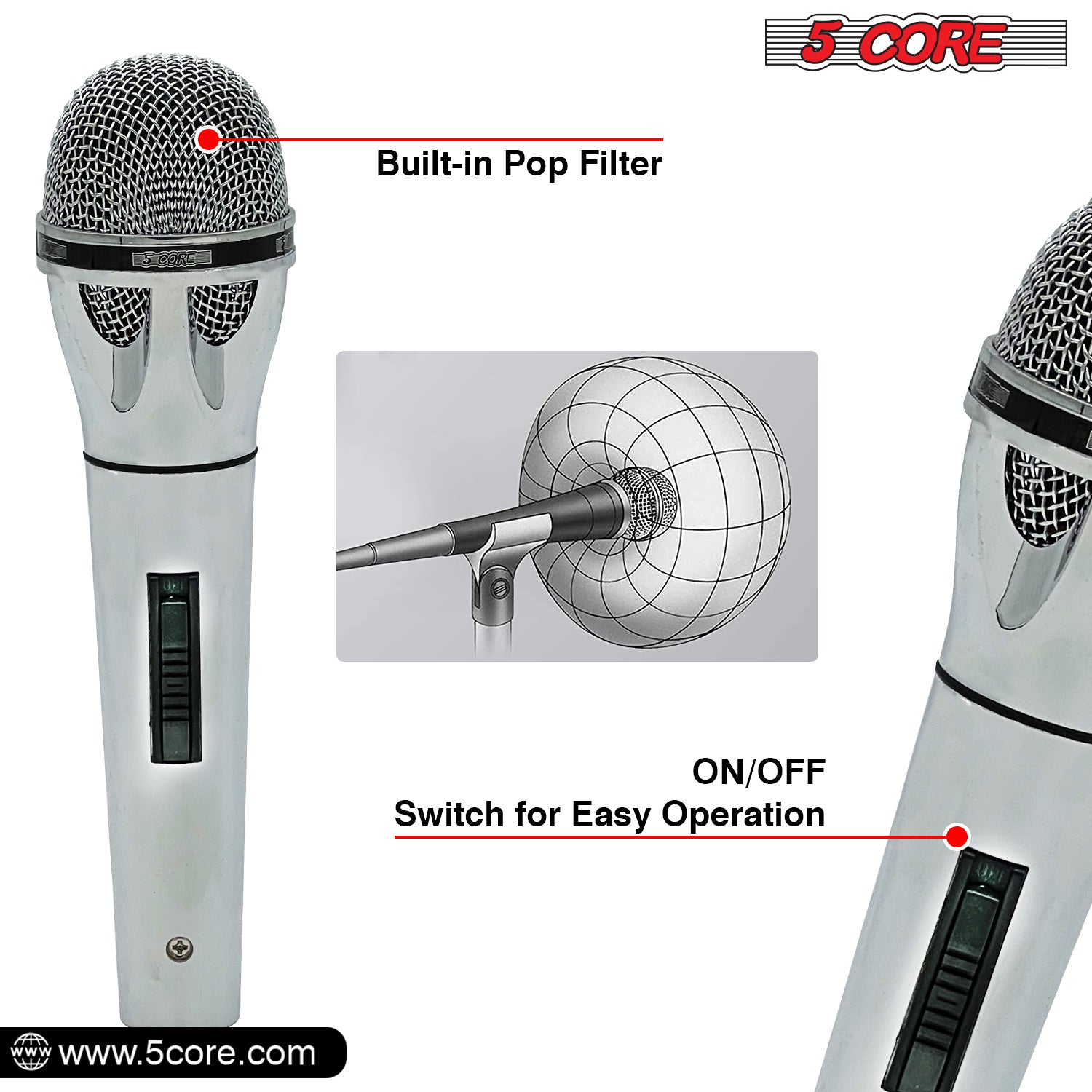 Premium Dynamic Microphone with Detachable XLR Cable PM 817 CH