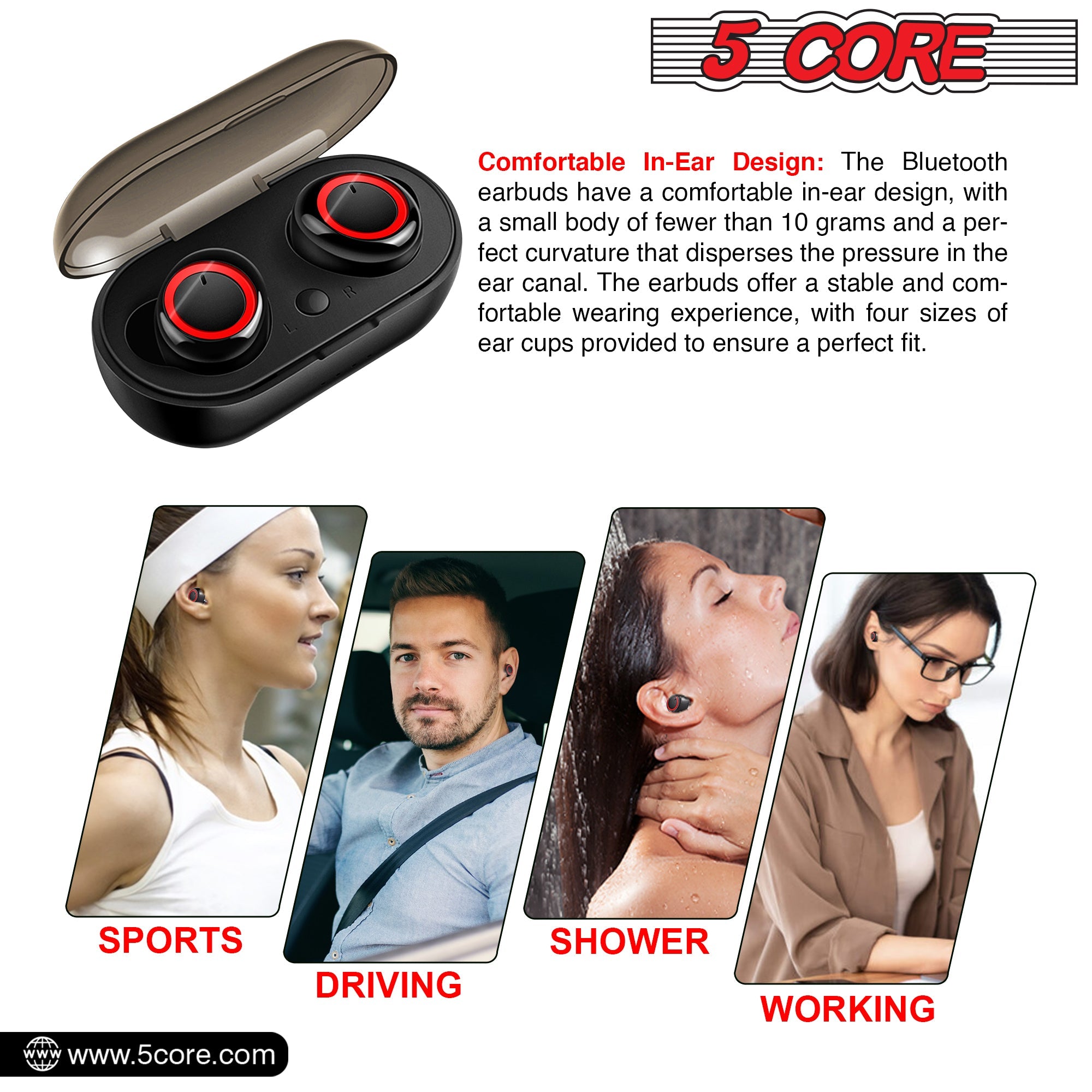 Wireless Earbuds Black 2 Pieces Noise Canceling Headphones EP01 2PCS