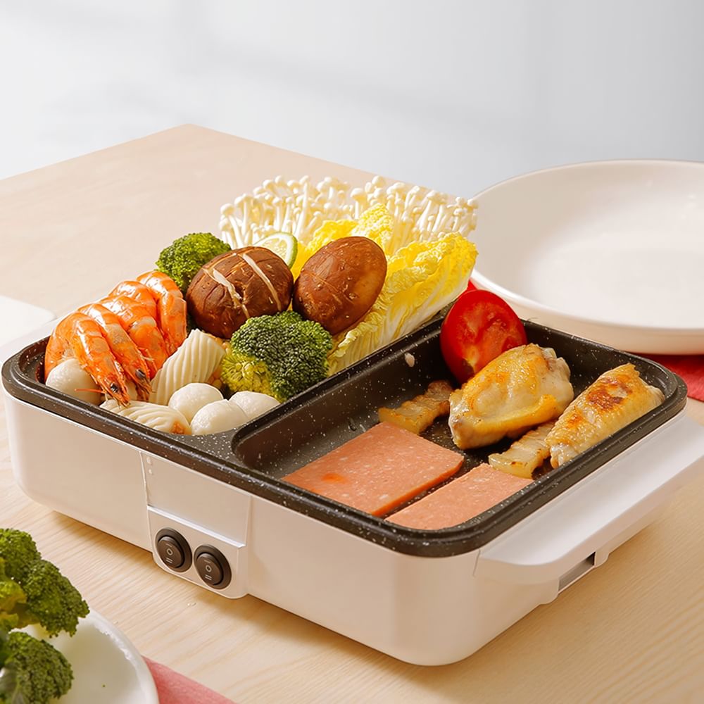 2-in-1 c& Hot Pot with Non-Stick Plate