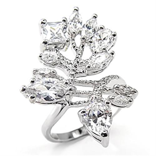 7X241 Rhodium 925 Sterling Silver Ring with AAA