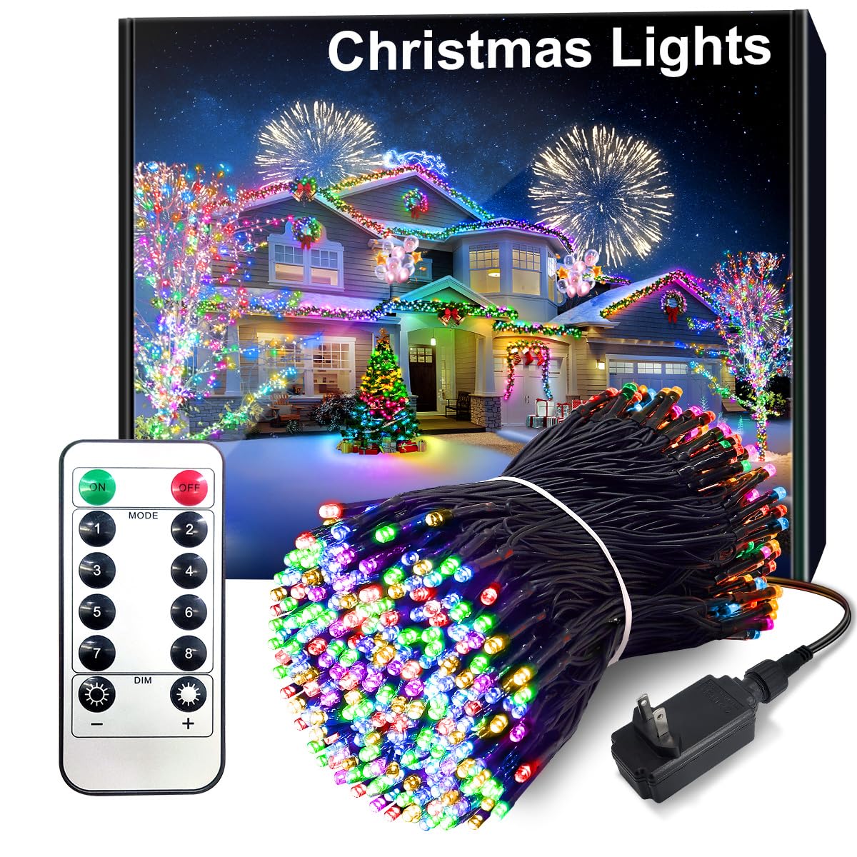 ACAN 100FT Christmas Lights, 300 LED Outdoor String Lights, Multicolor Fairy Lights, Waterproof 8 Modes Plug in Easter Lights for Patio Bedroom Holiday Party Christmas Tree Wedding Garden