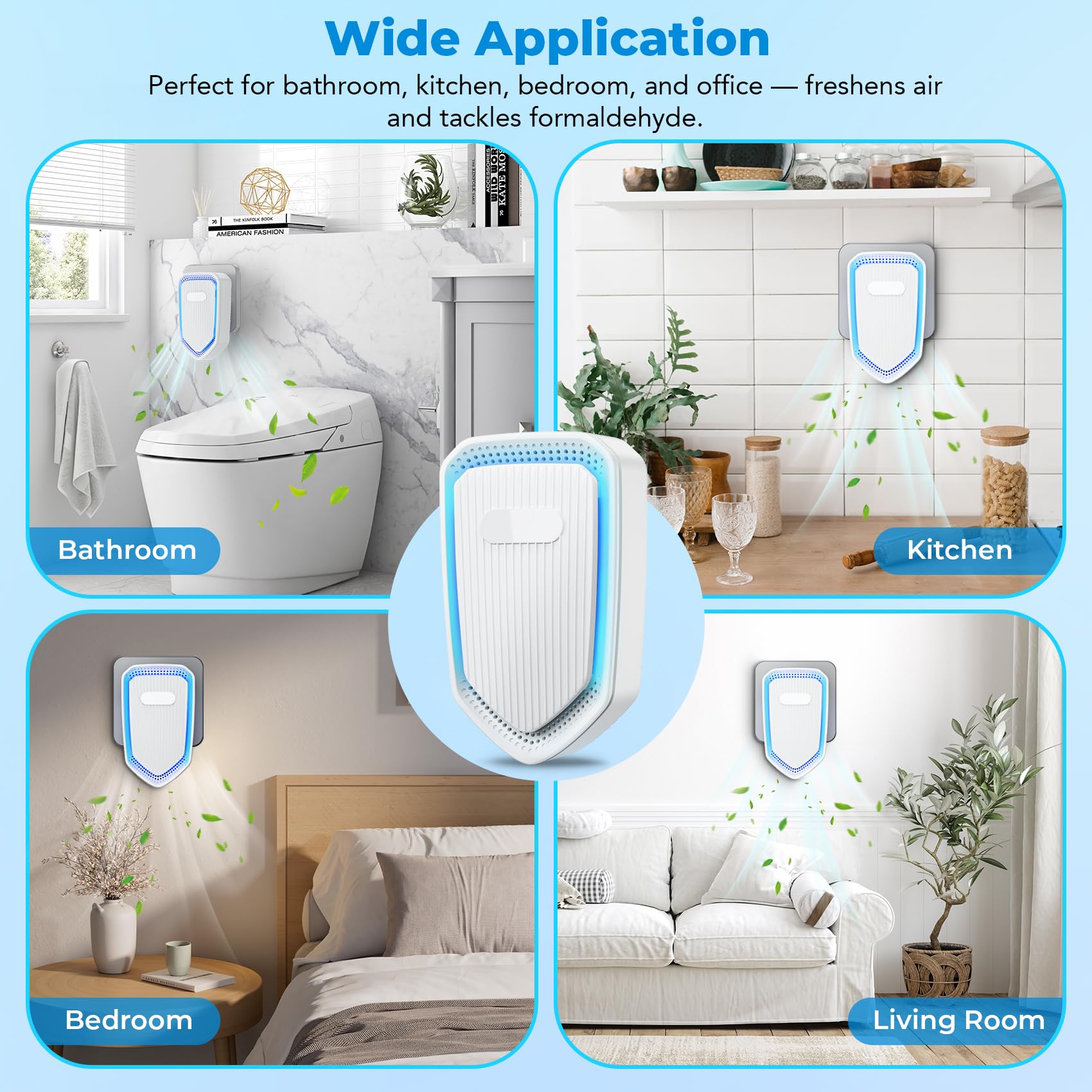 Air Ionizers Plug In Negative Ion Air Purifiers Quiet Air Freshener for Home Bedroom Office Basement - Portable Mini Air Cleaner Odor, Smoke, Dust, Pet Smell (2, White)