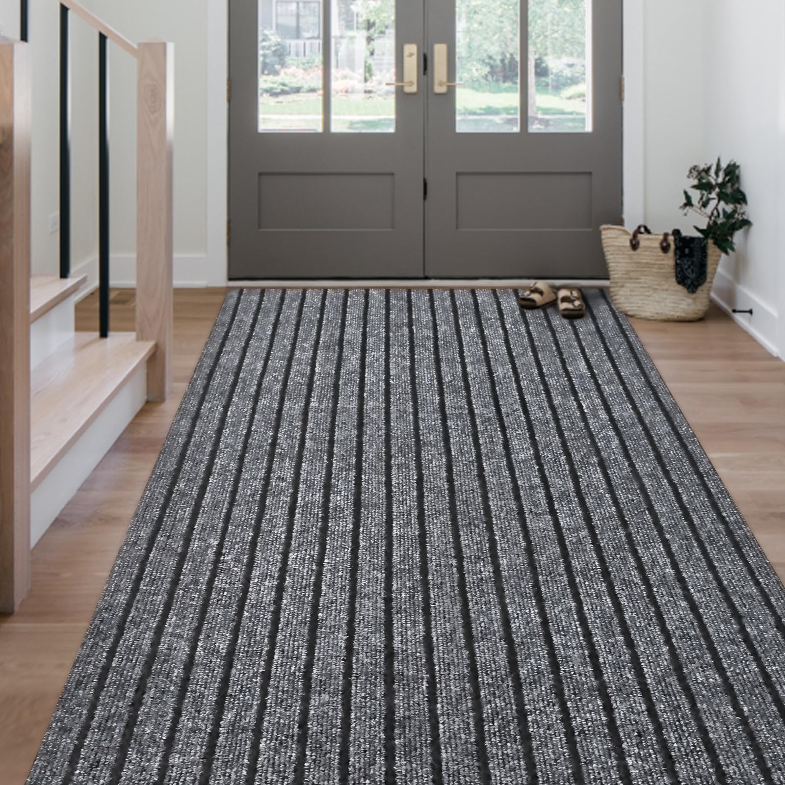 Morefany Outdoor/Indoor 4ft x 8ft Runner Rug, Hallway Custom Sizes Non-Slip Rubber Backing Area Runner Rugs Waterproof Carpet Rugs for Kitchen Entryway Balcony Garage Stair Laundry