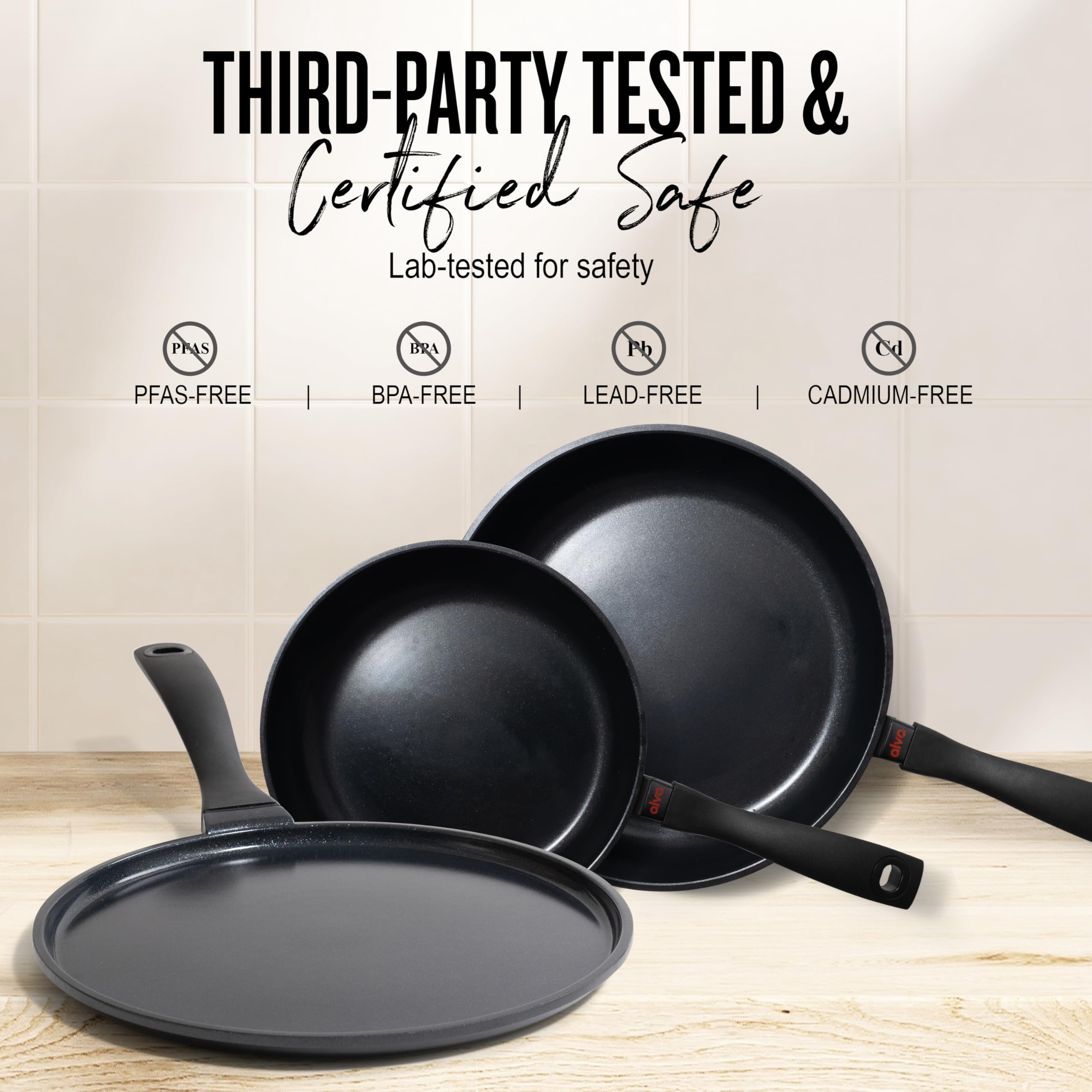 Alva Energy Nonstick Ceramic Frying Pan 8" - Lightweight, Easy to Clean and Made without PFAS, PFOA & PTFE - Induction and All Stovetop Compatible with Even Heat Distribution