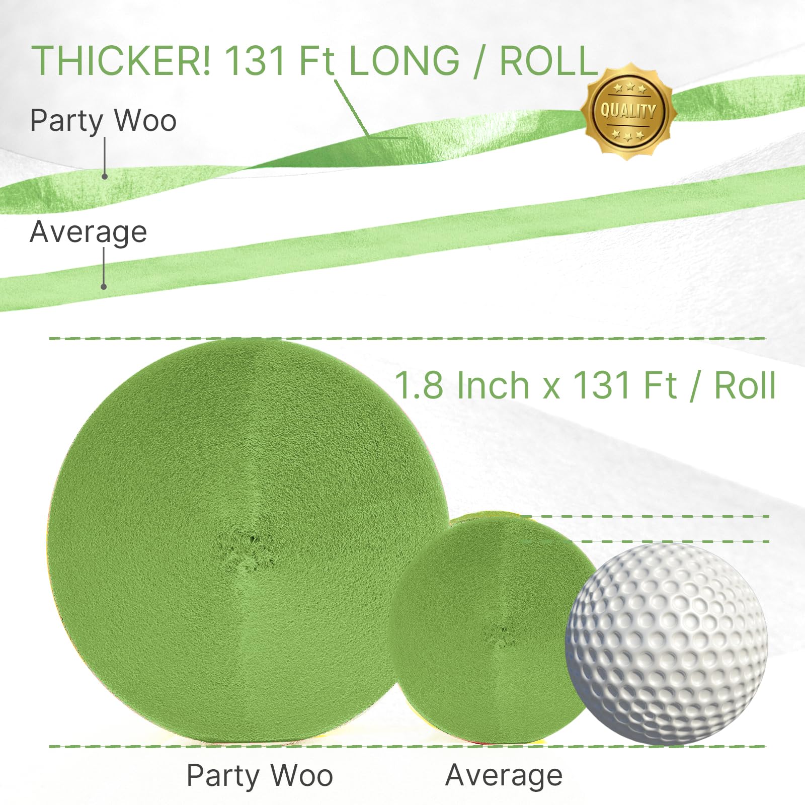 PartyWoo Extra Large Crepe Paper Streamers 3 Rolls 393ft, Pack of Turquoise Mint Light Green Paper Party Streamers, Crepe Paper for Party Decorations, Baby Shower Decorations (1.8 Inch x 131Ft/Roll)