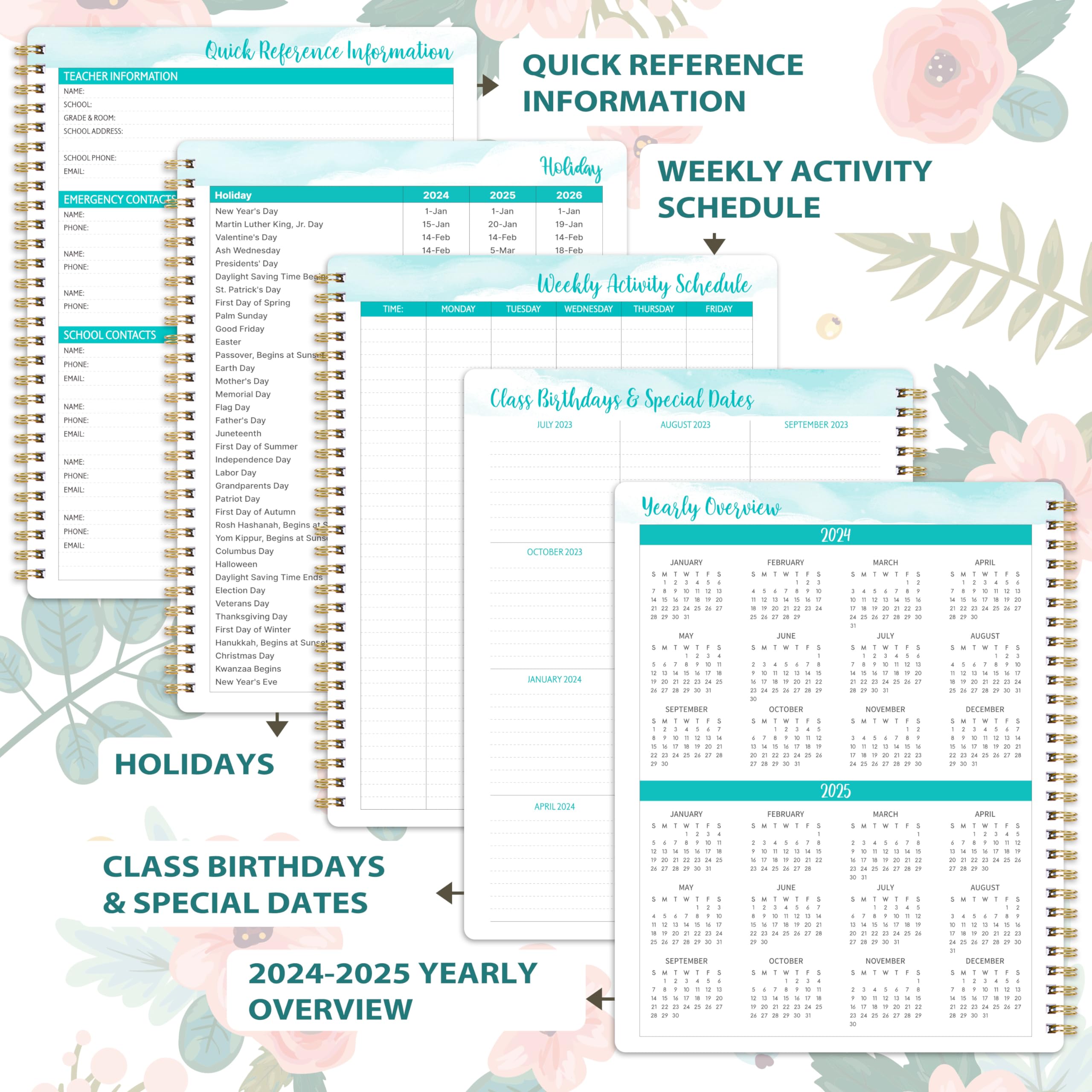 Teacher Planner 2024-2025 - Teacher Planner 2024-2025 Academic Year, July 2024 - June 2025, 8'' x 10'', Lesson Plan Book, Weekly & Monthly Lesson Planner with Quotes, Weekly Activity Schedule