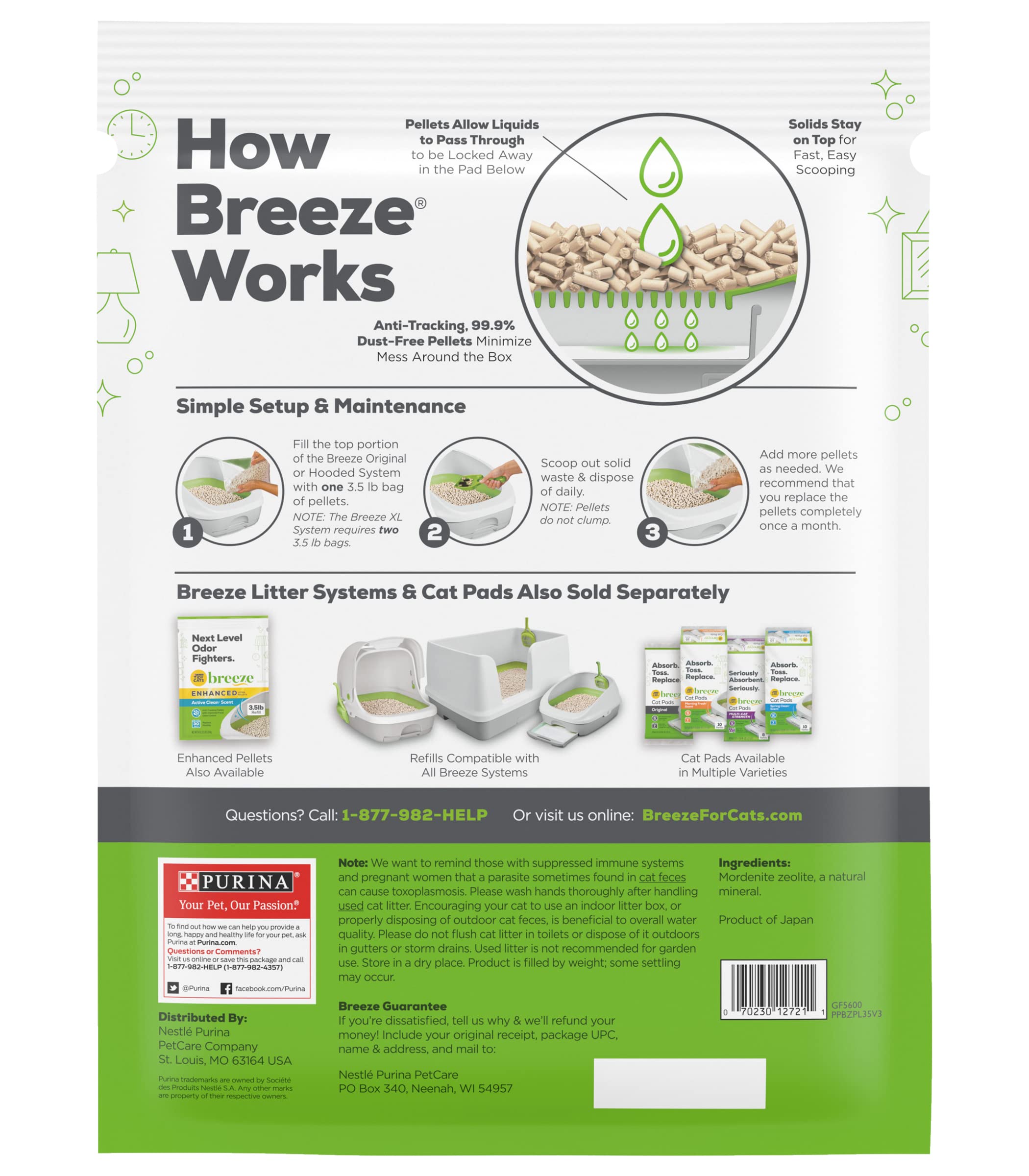 Purina Tidy Cats Breeze Litter Pellets Refill Pouch, Made for Multiple Cats, Anti-Tracking Pellets, 3.5 LB Refill Pouch (Pack of 2)