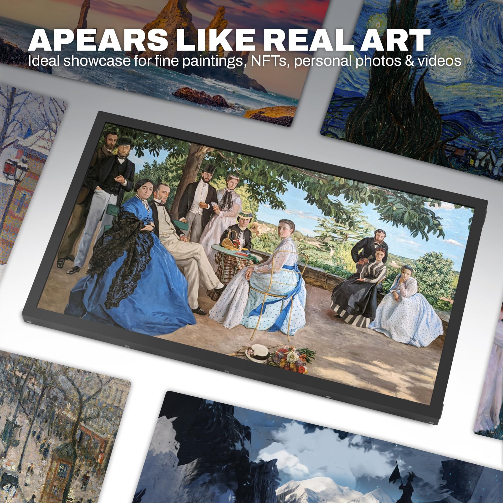 Arktronic 21.5 Inch Large Digital Picture Frame, 1920x1080 FHD IPS WiFi Electronic Photo Frame with Remote Control, 64GB Storage, Wall-Mountable, Instantly Share Photo/Video via Apps, Email, Black