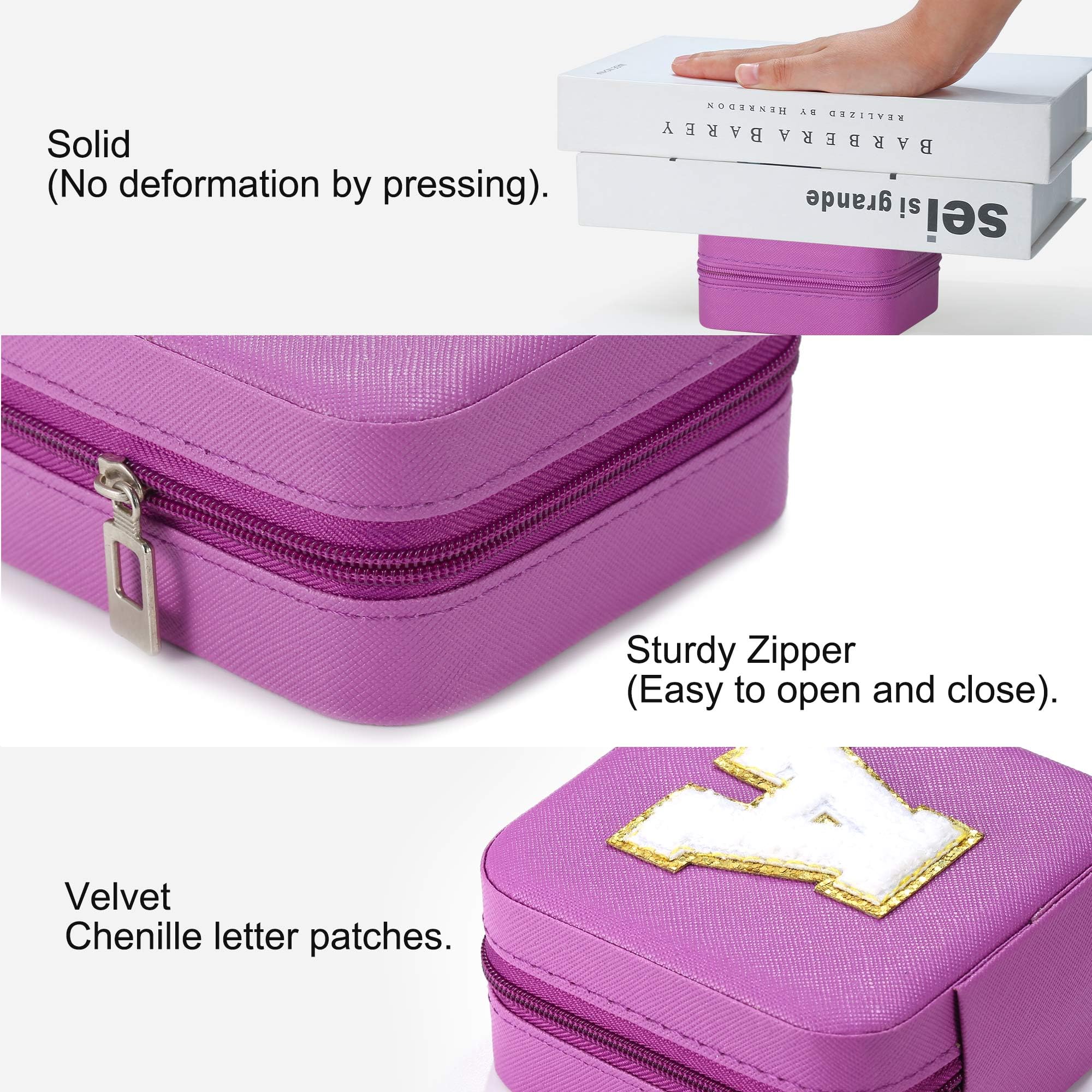 Parima Small Jewelry Box for Girls, Travel Initial Jewelry Box for Girls | Small Jewelry Organizer Box | Travel Jewelry Case Jewelry Box Organizer | Mini Travel Jewelry Box-Initial O-Purple