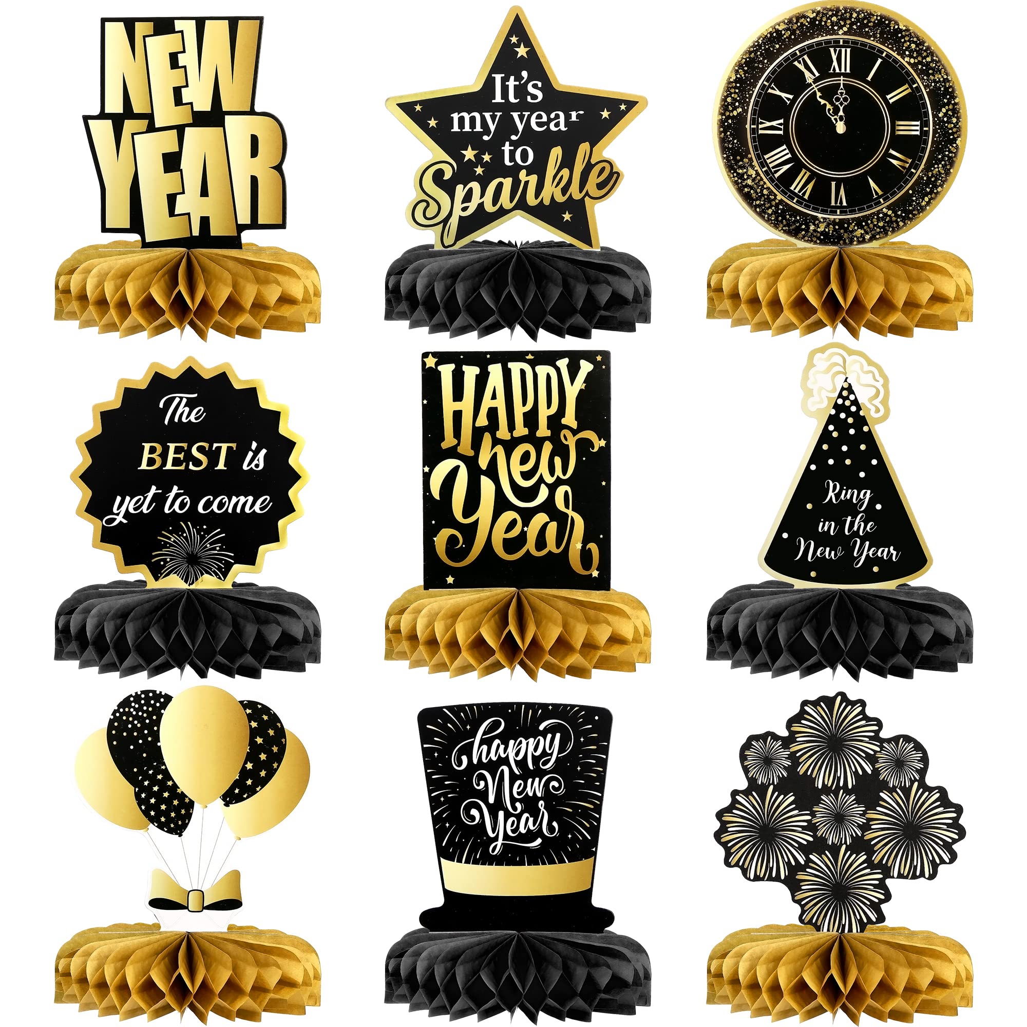 KatchOn, Huge New Years Centerpieces for Tables - Pack of 9 | New Years Table Decorations 2025, Happy New Years Decorations 2025 | New Years Eve Centerpieces for New Years Eve Party Supplies 2025