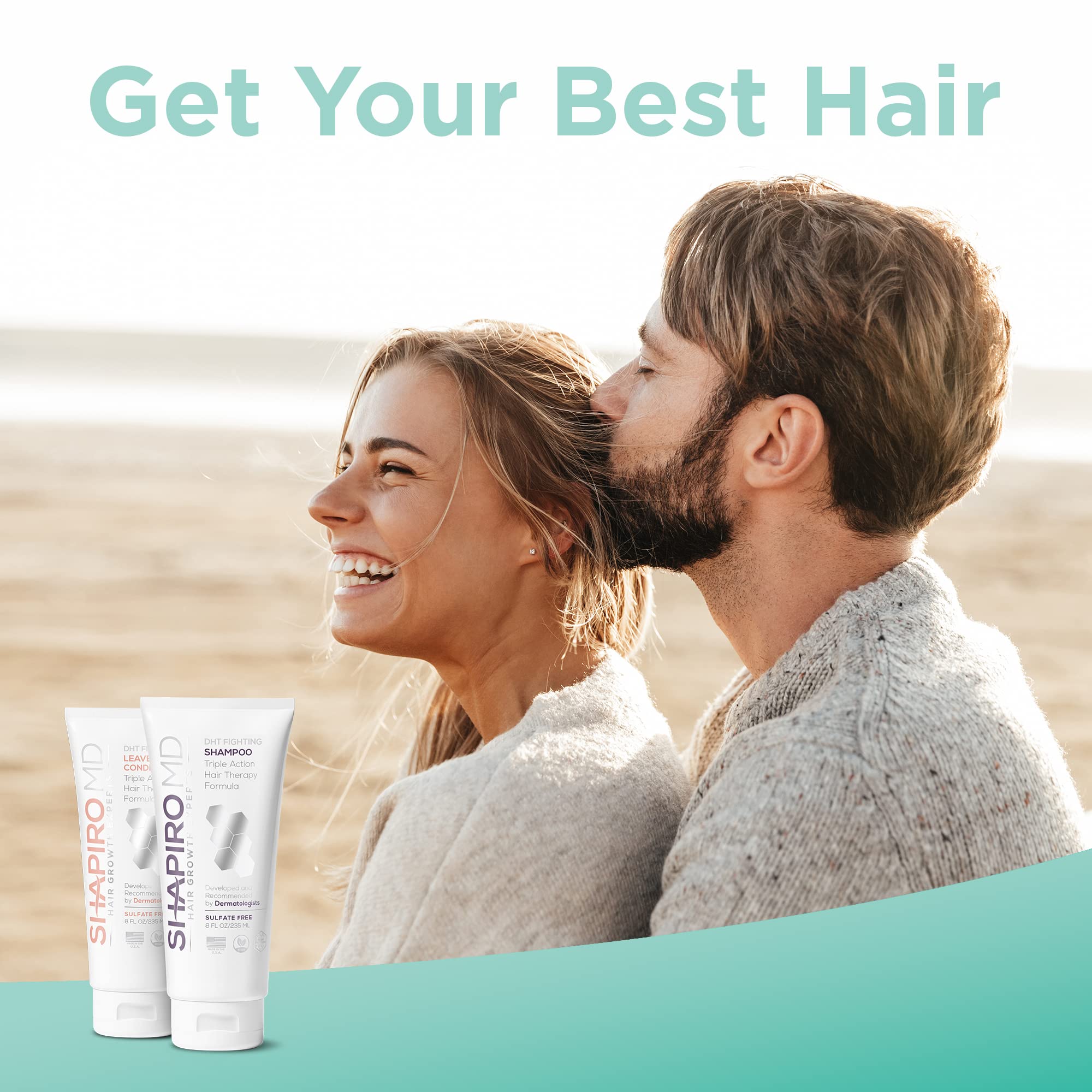 Shapiro MD Hair Growth Experts Shampoo and Leave in Conditioner, DHT Fighting Vegan Formula for Thinning Hair Developed by Dermatologists, Experience Healthier, Fuller Thicker Looking Hair, 1 Month