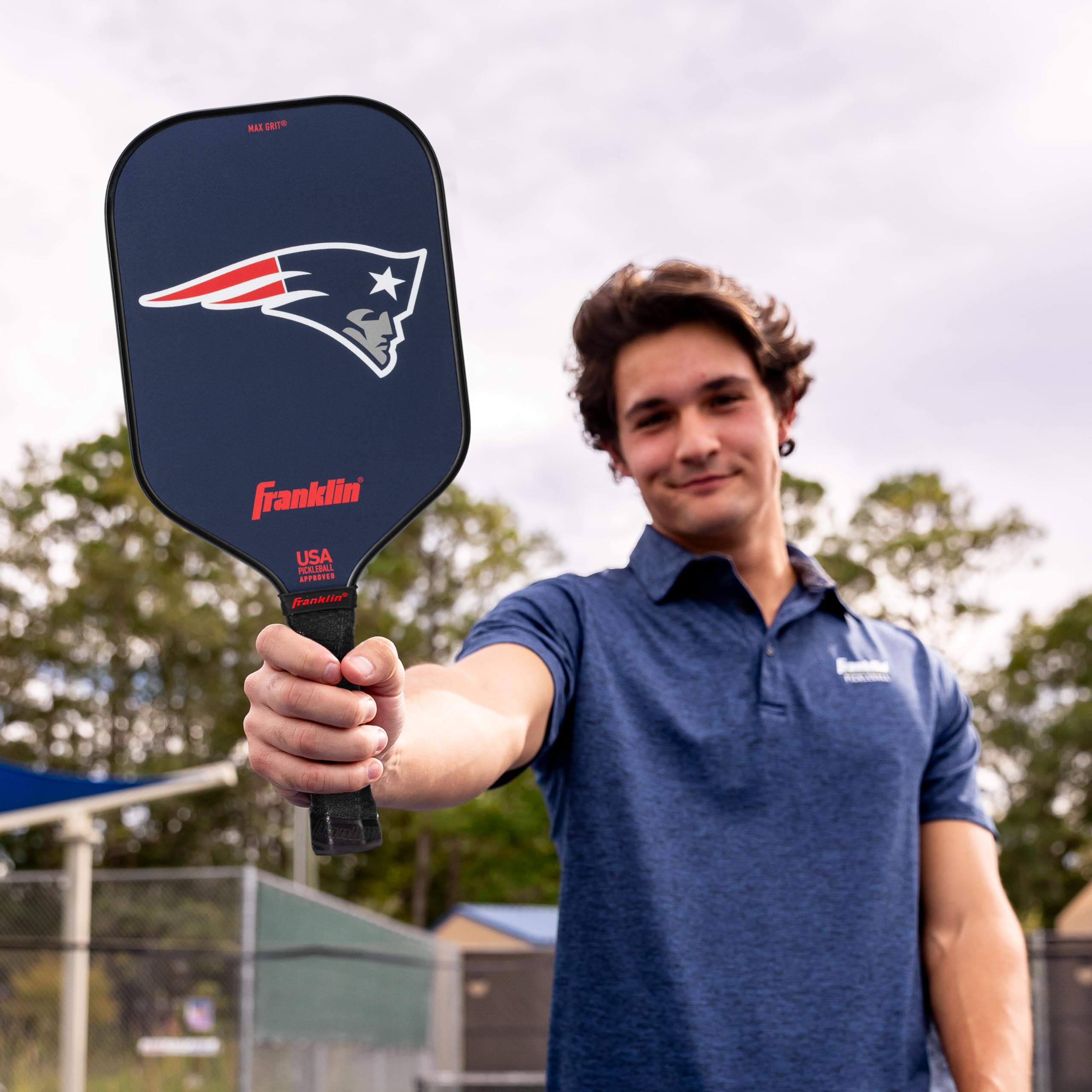 Franklin Sports NFL New England Patriots Pickleball Paddle - Pickleball X - Polypropylene Core, Team Logo - NFL Official Licensed Product