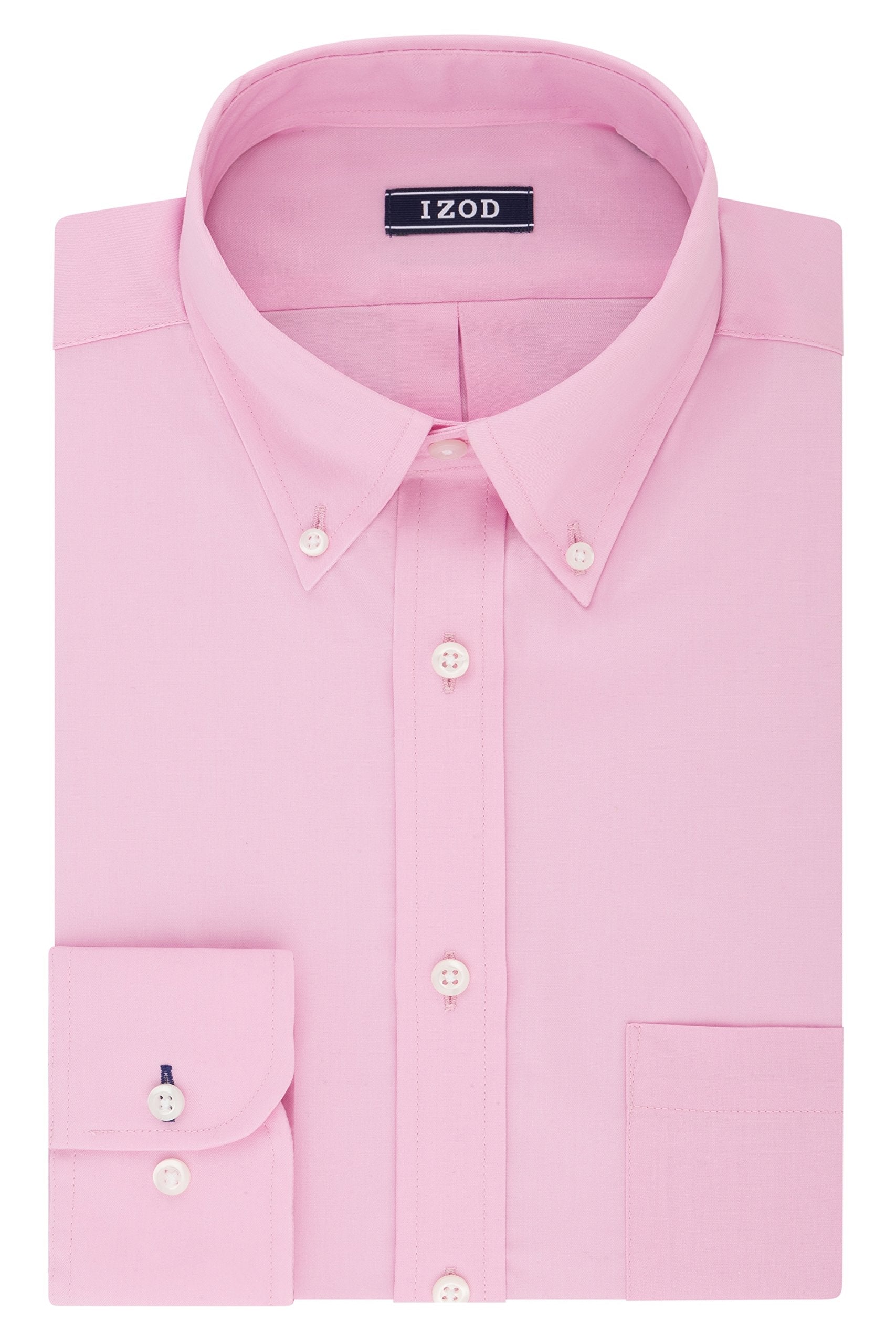 IZOD mens Regular Fit Stretch Solid Button Down Collar Dress Shirt, Pink, 18 -18.5 Neck 34 -35 Sleeve XX-Large US