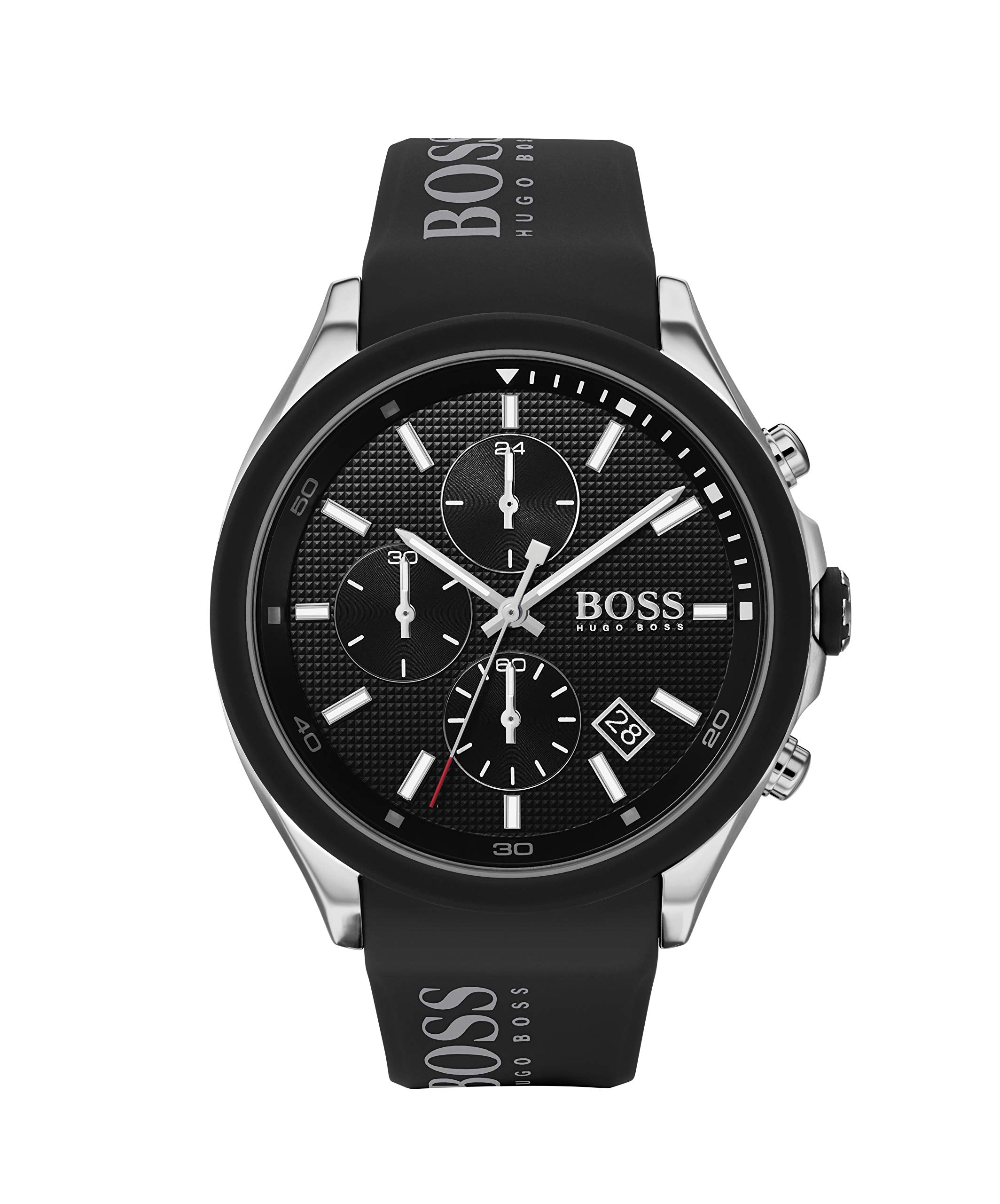 BOSS Men's Stainless Steel Quartz Watch with Silicone Strap, Black, 22 (Model: 1513716)