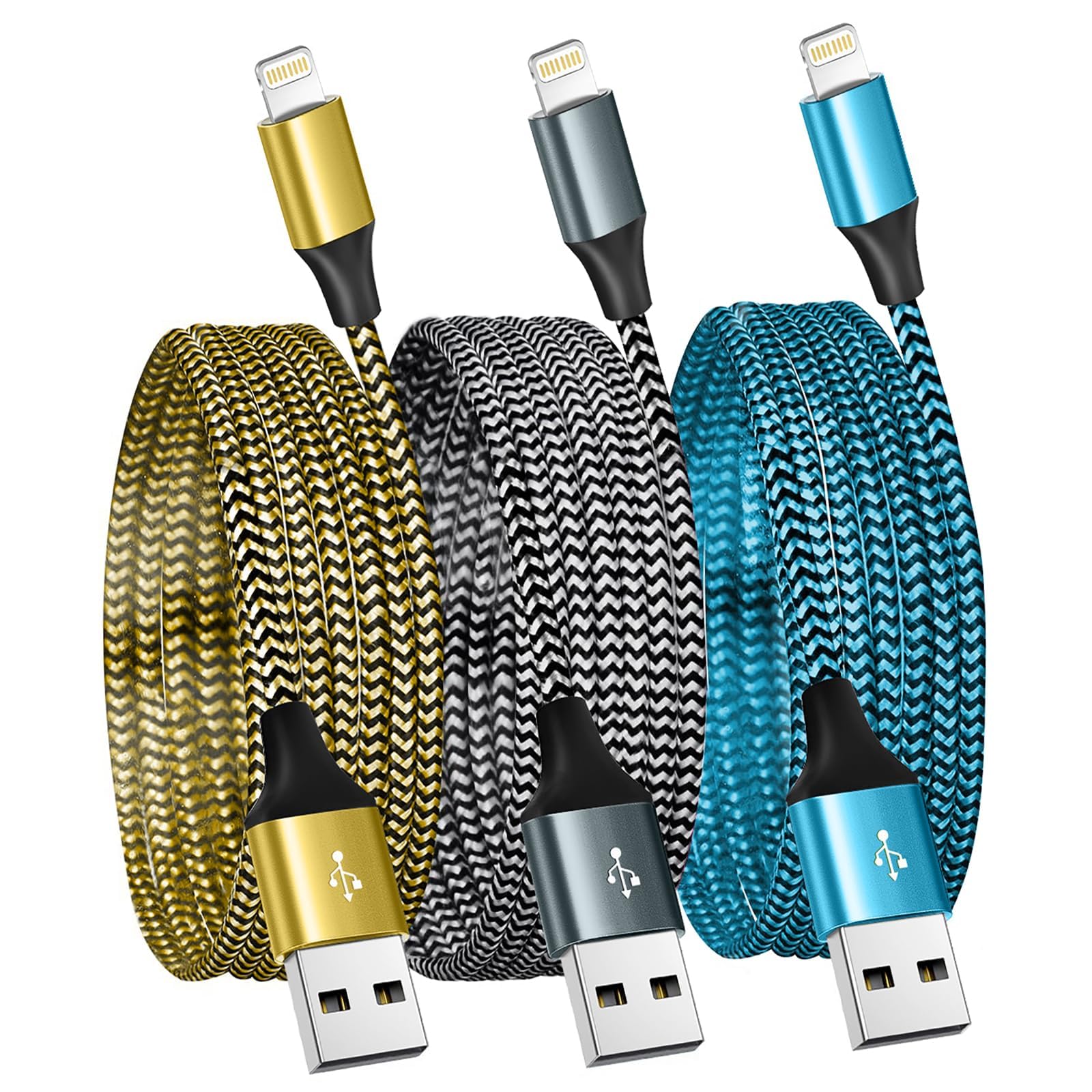 SHUSEL for iPhone Charger 3 Pack 6FT USB Lightning Cable MFi Certified Fast Charging Nylon Braided for iPhone Charger Cord Compatible with iPhone 14 Plus 14 pro max 13 12 11 XS X XR 8 Plus 7 6 SE 5s