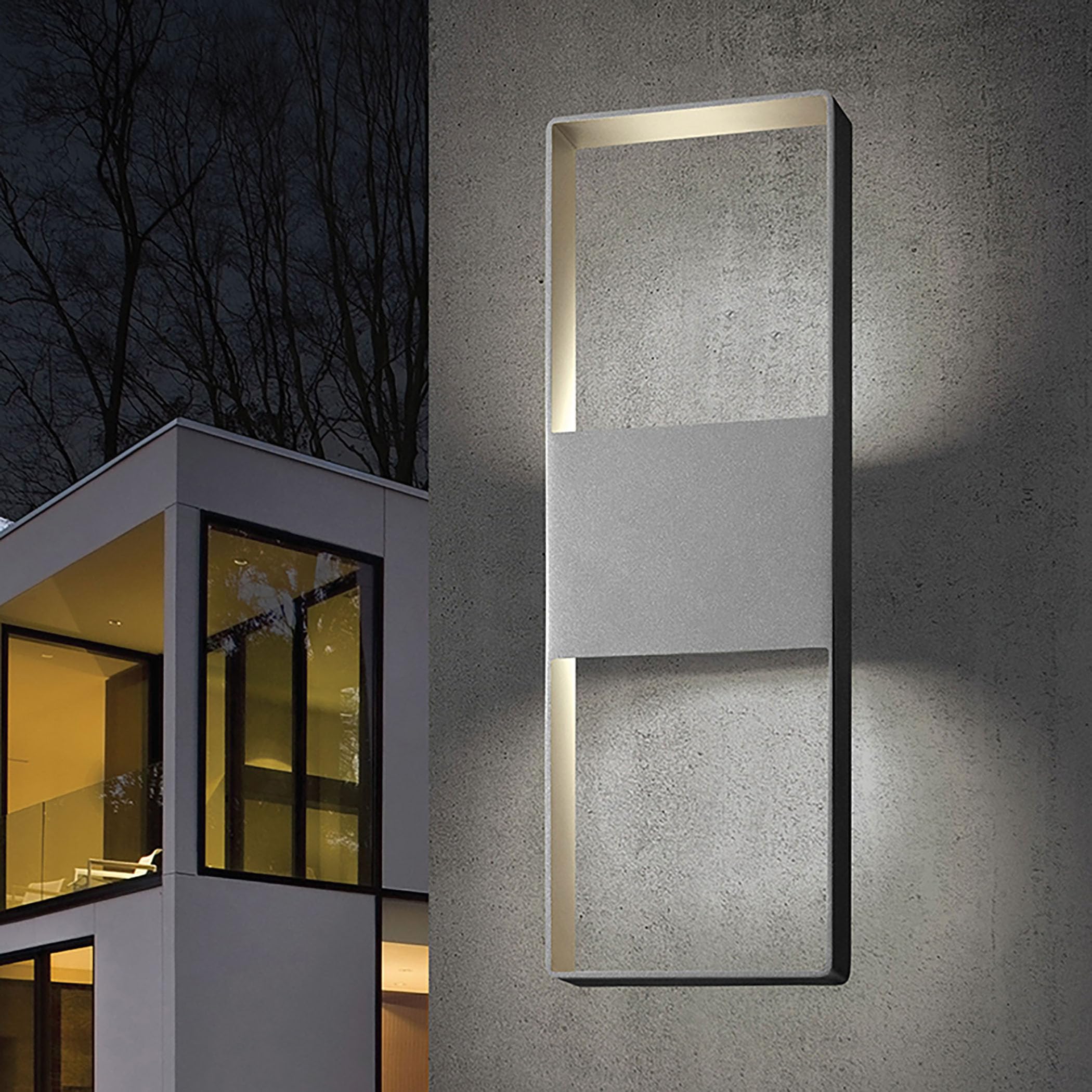 Sonneman Modern Lighting 7202.72-WL Light Frames Dimmable LED Wall Sconce for Indoor or Outdoor Use with Uplight and Downlight - 3000K - 14" - Textured Bronze