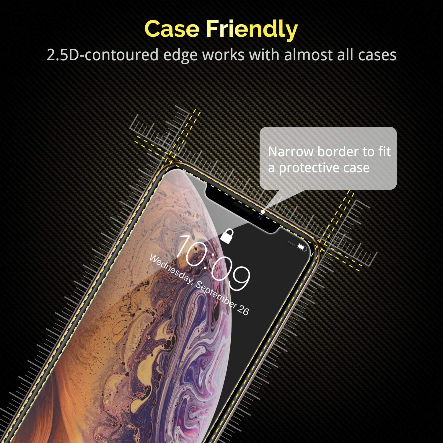 UNBREAKcable 3-Pack Screen Protector for iPhone X/iPhone Xs/iPhone 11 Pro 5.8", 9H Premium Tempered Glass Screen Protector for iPhone X/iPhone Xs/iPhone 11 Pro [Easy Install, No Bubble, Anti-Scratch]