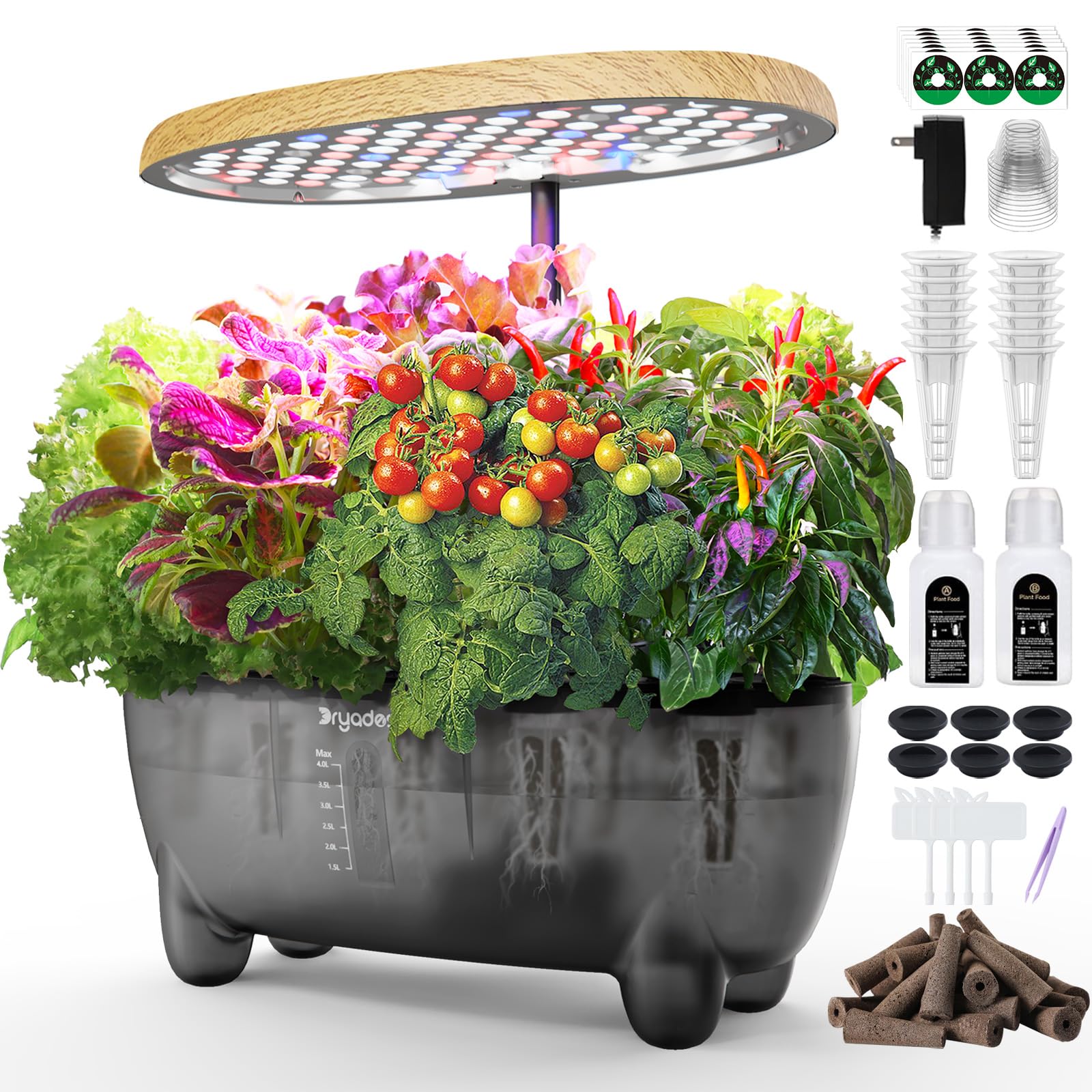 DRYADES 12 Pods Hydroponics Growing System Indoor Herb Garden with LED Growth Lamp Smart Water Pump Plant Germination Kit (No Seeds) Home Kitchen, Gift Ideas for Women Men